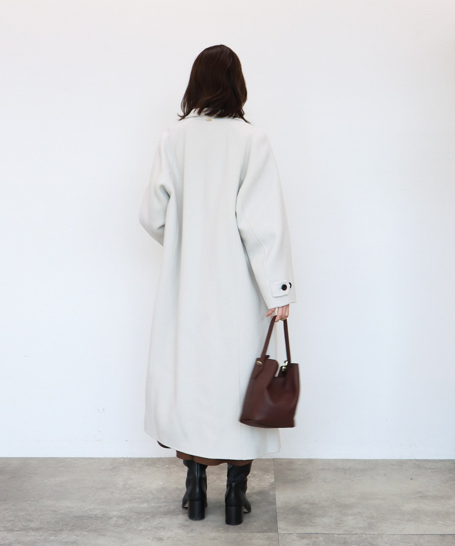 シャルム加工ウールリバースタンドネックコート