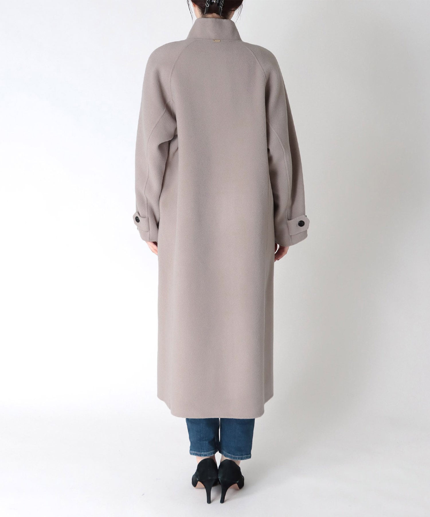 シャルム加工ウールリバースタンドネックコート