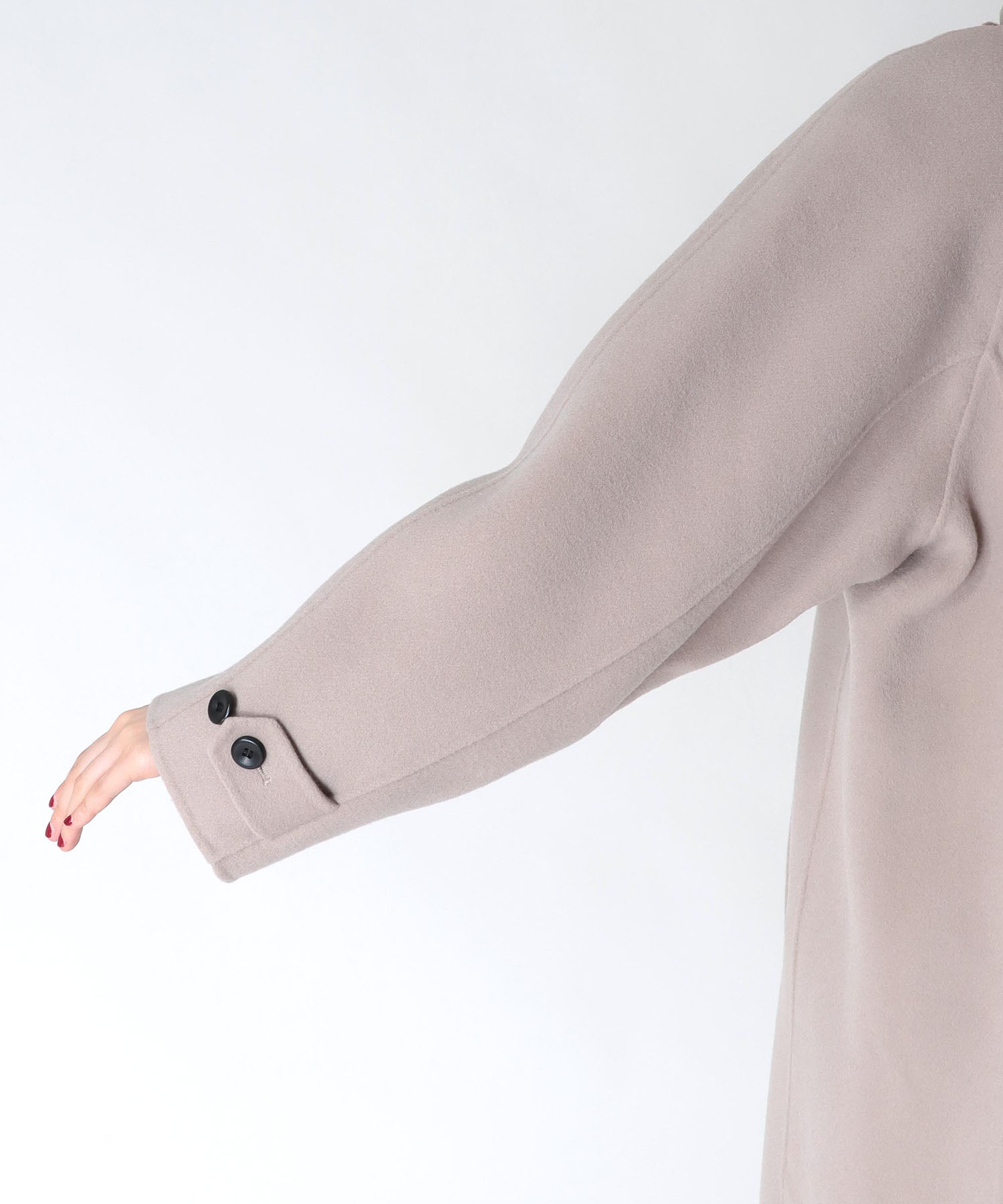 シャルム加工ウールリバースタンドネックコート