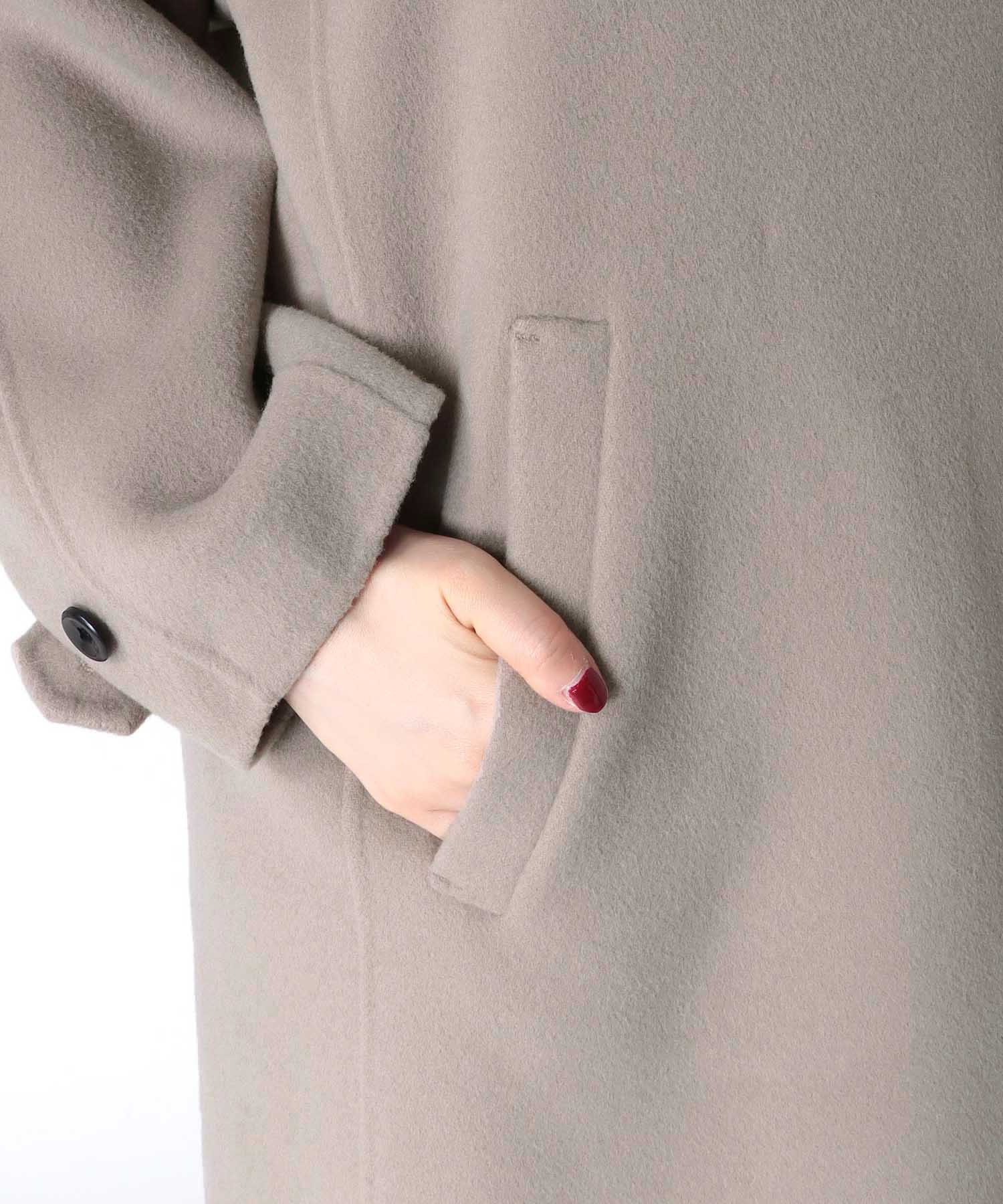 シャルム加工ウールリバースタンドネックコート