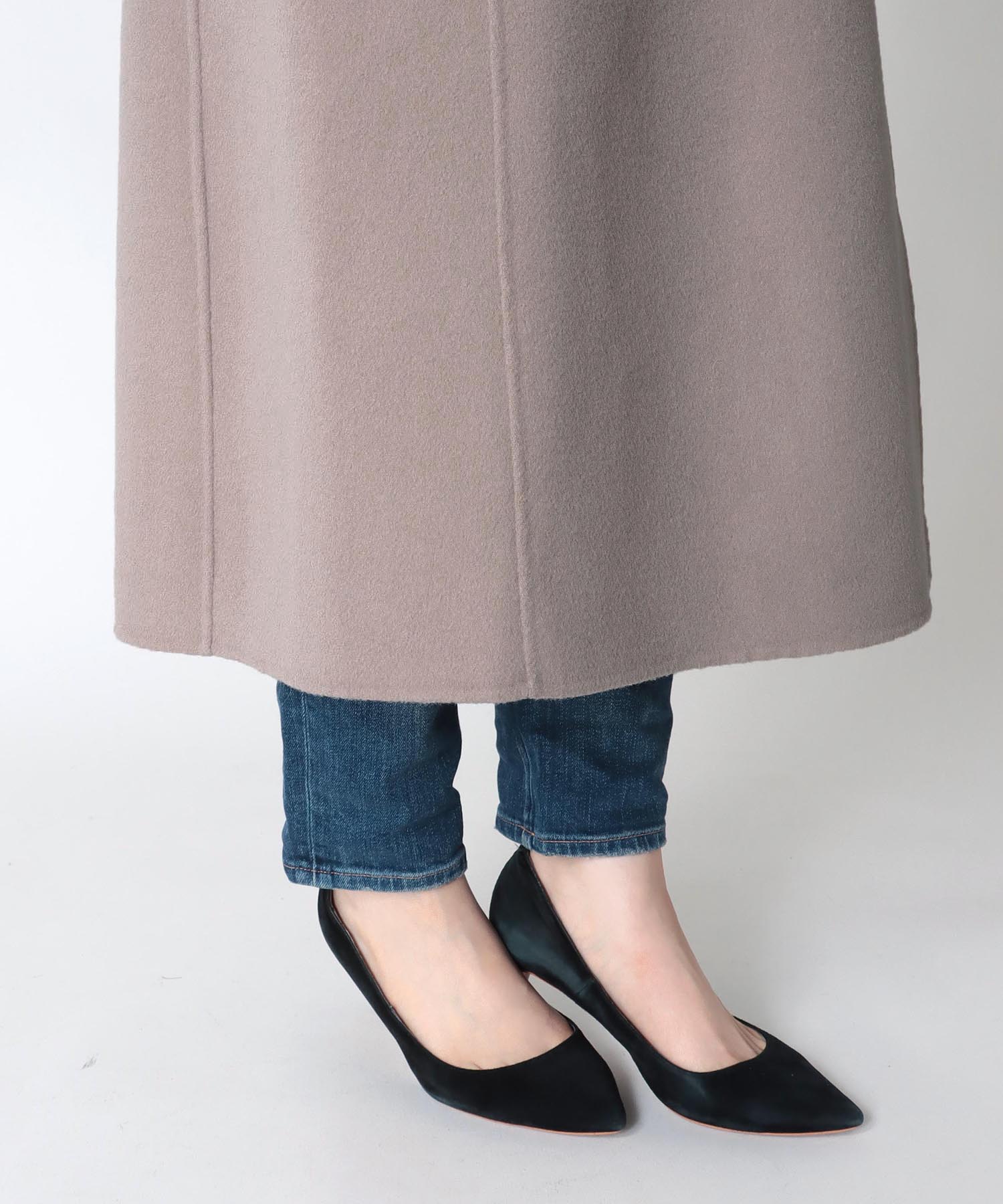 シャルム加工ウールリバースタンドネックコート