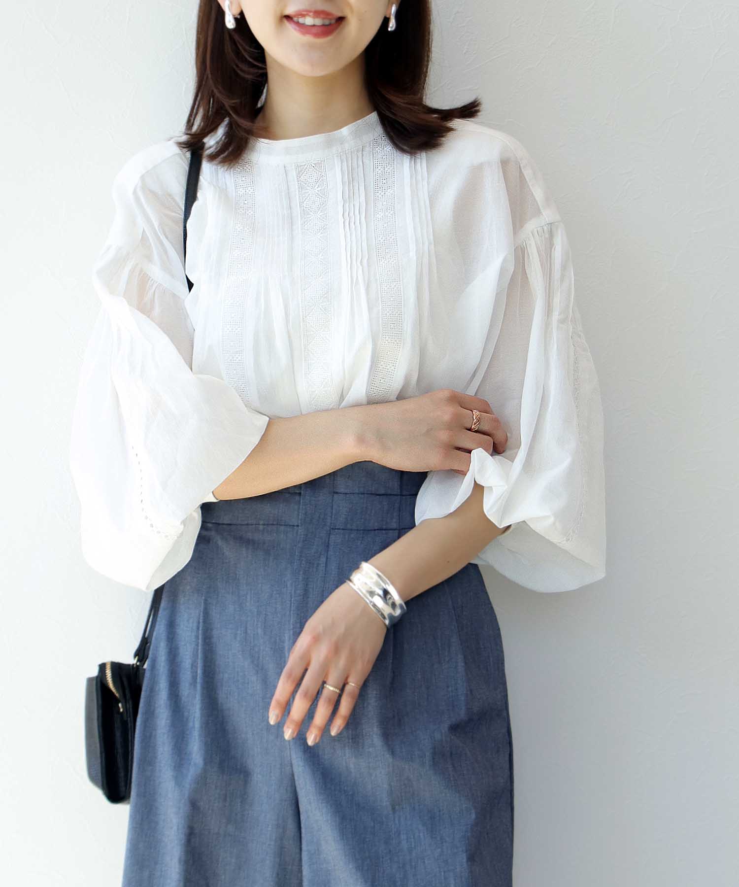 シフォン オリジナルレース スモックブラウス