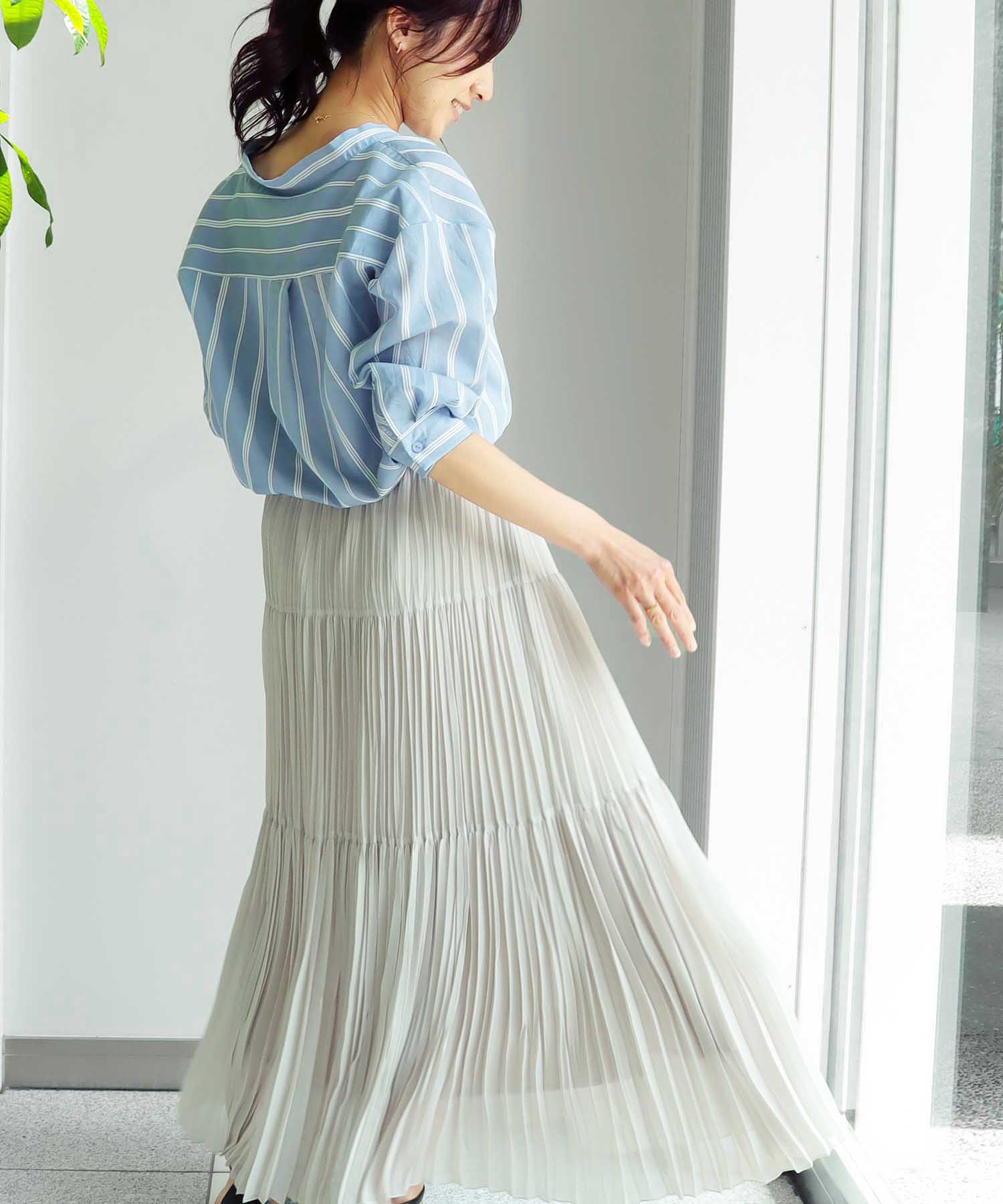 シフォンジョーゼット　ティアードプリーツスカート