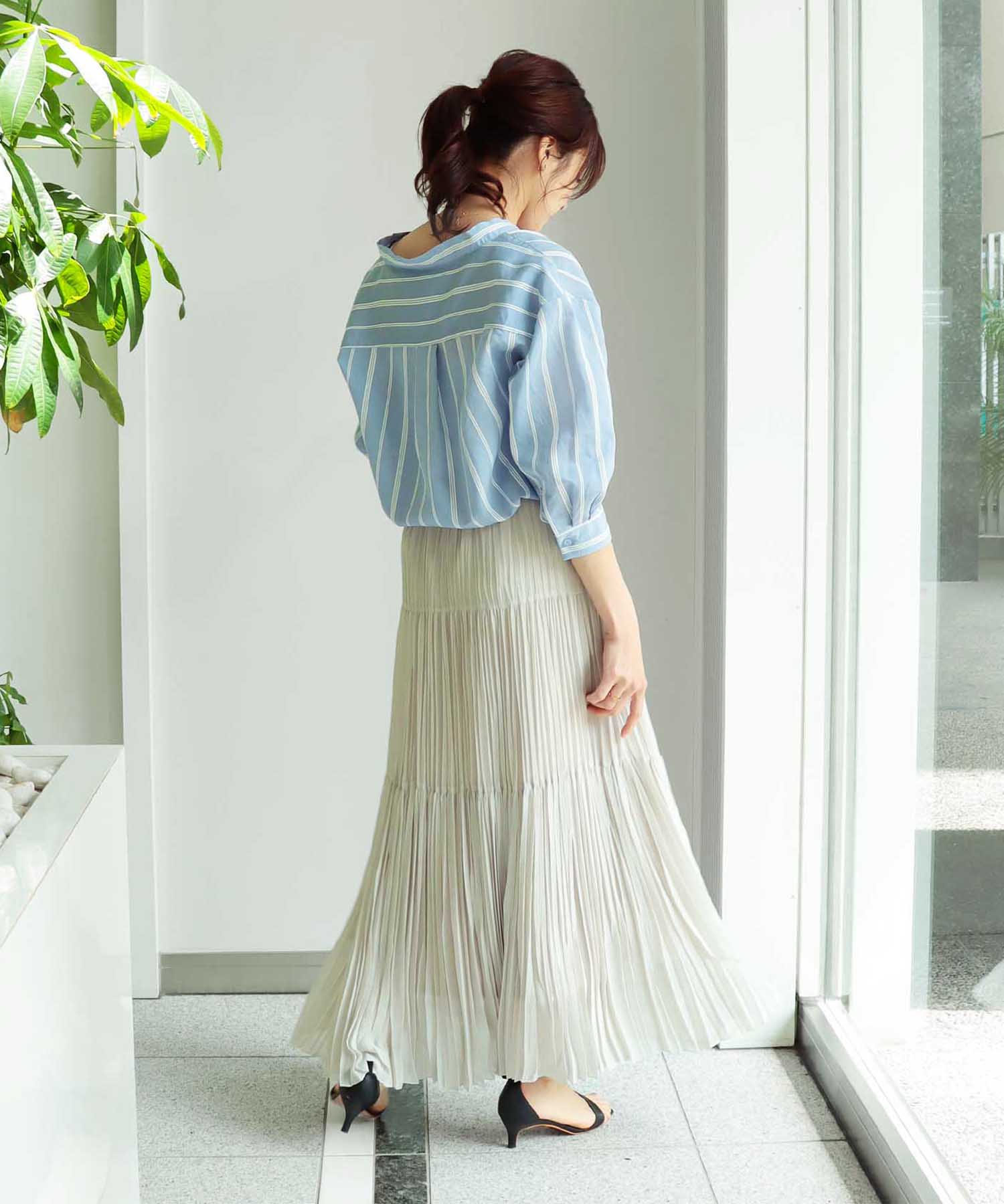 シフォンジョーゼット　ティアードプリーツスカート