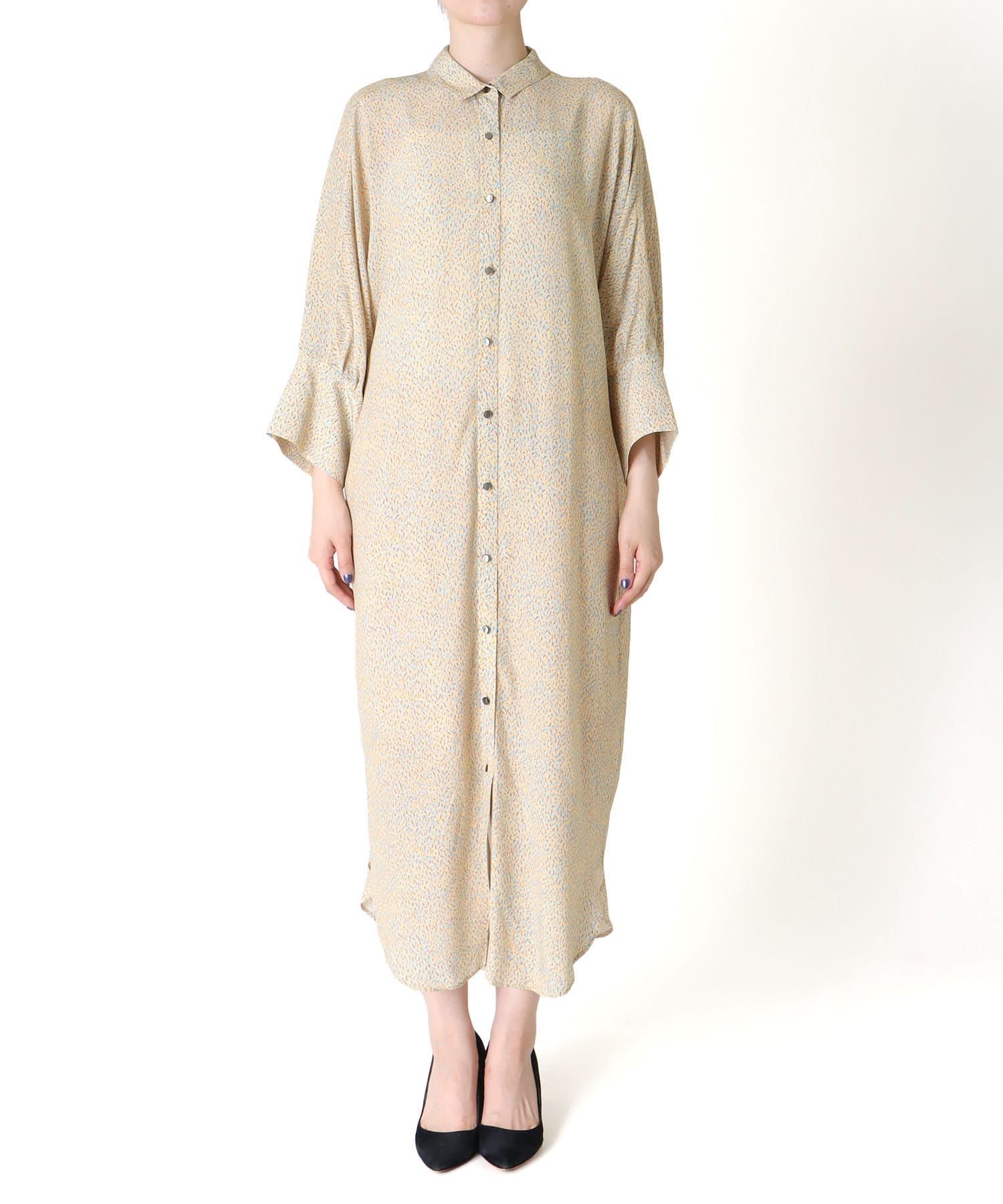 AMARAプリント ロングシャツワンピース