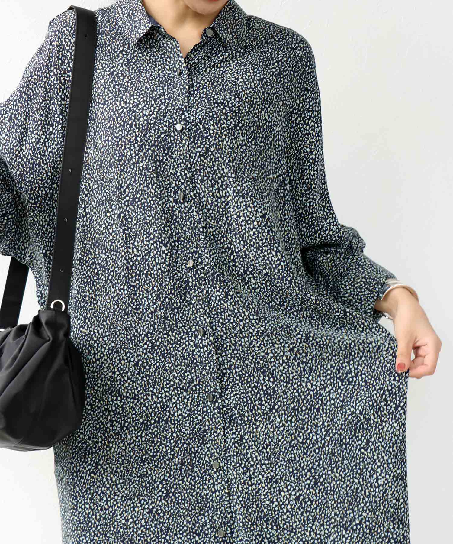 AMARAプリント ロングシャツワンピース