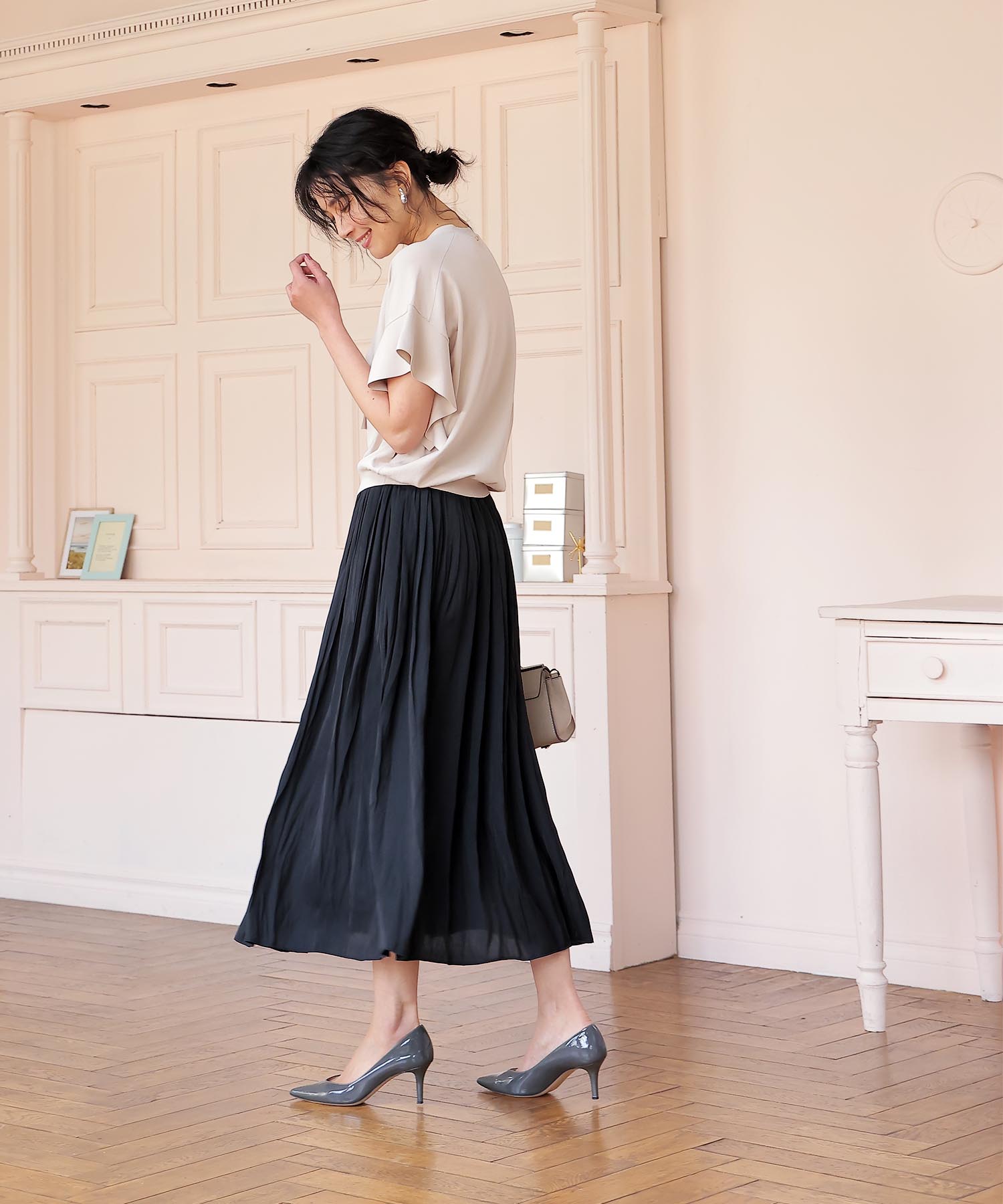 ナイルサテンギャザースカート