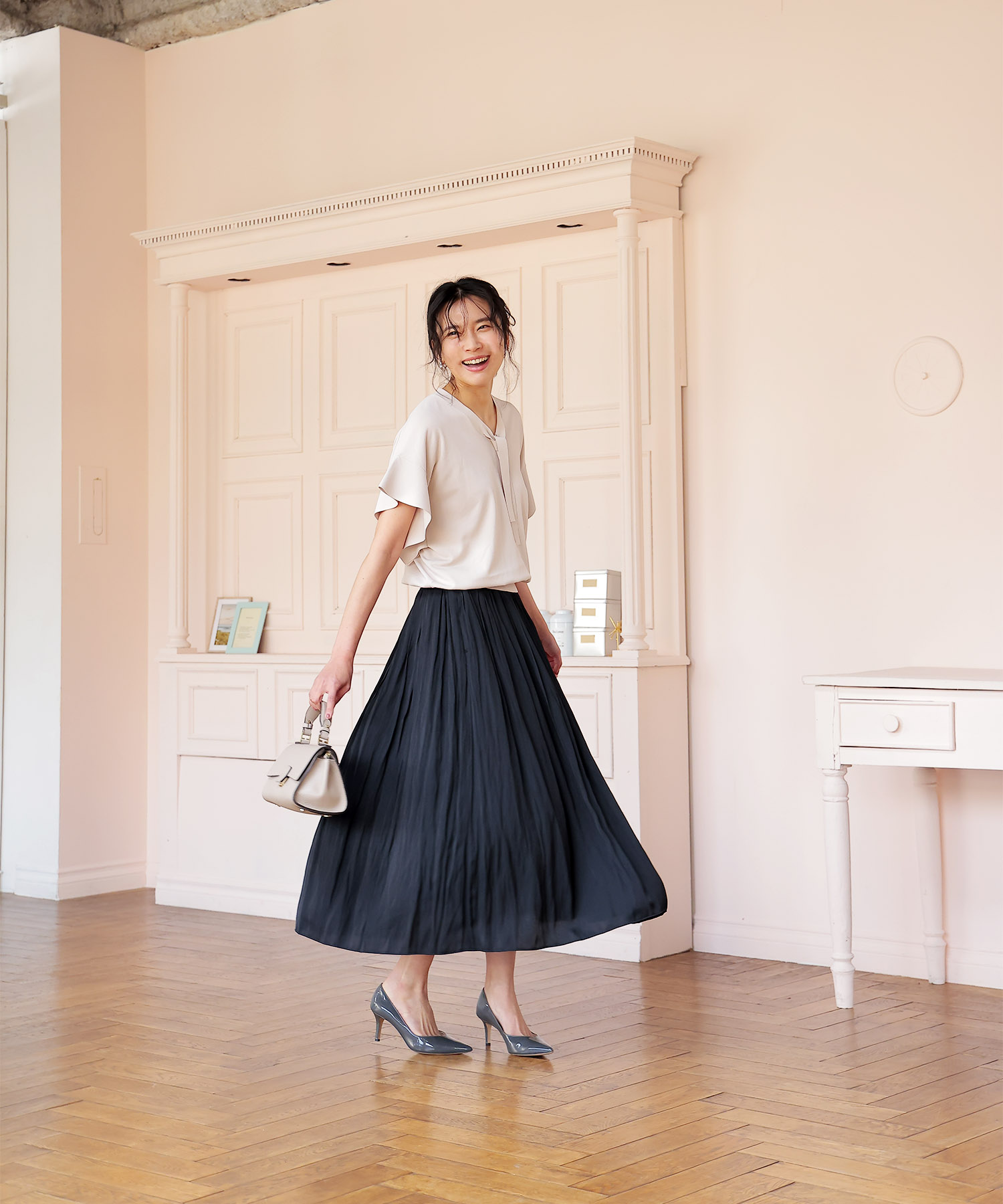 ナイルサテンギャザースカート