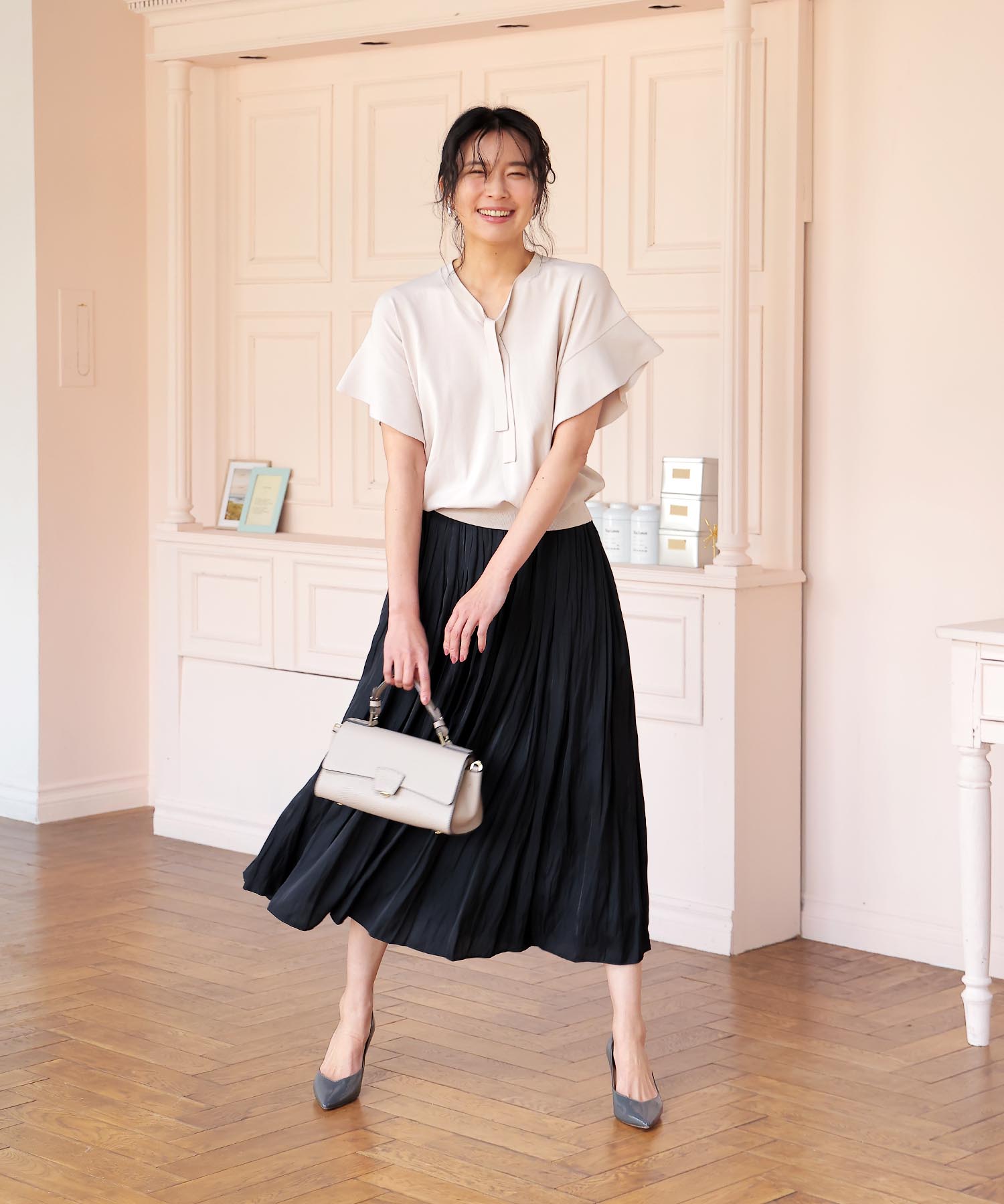 ナイルサテンギャザースカート