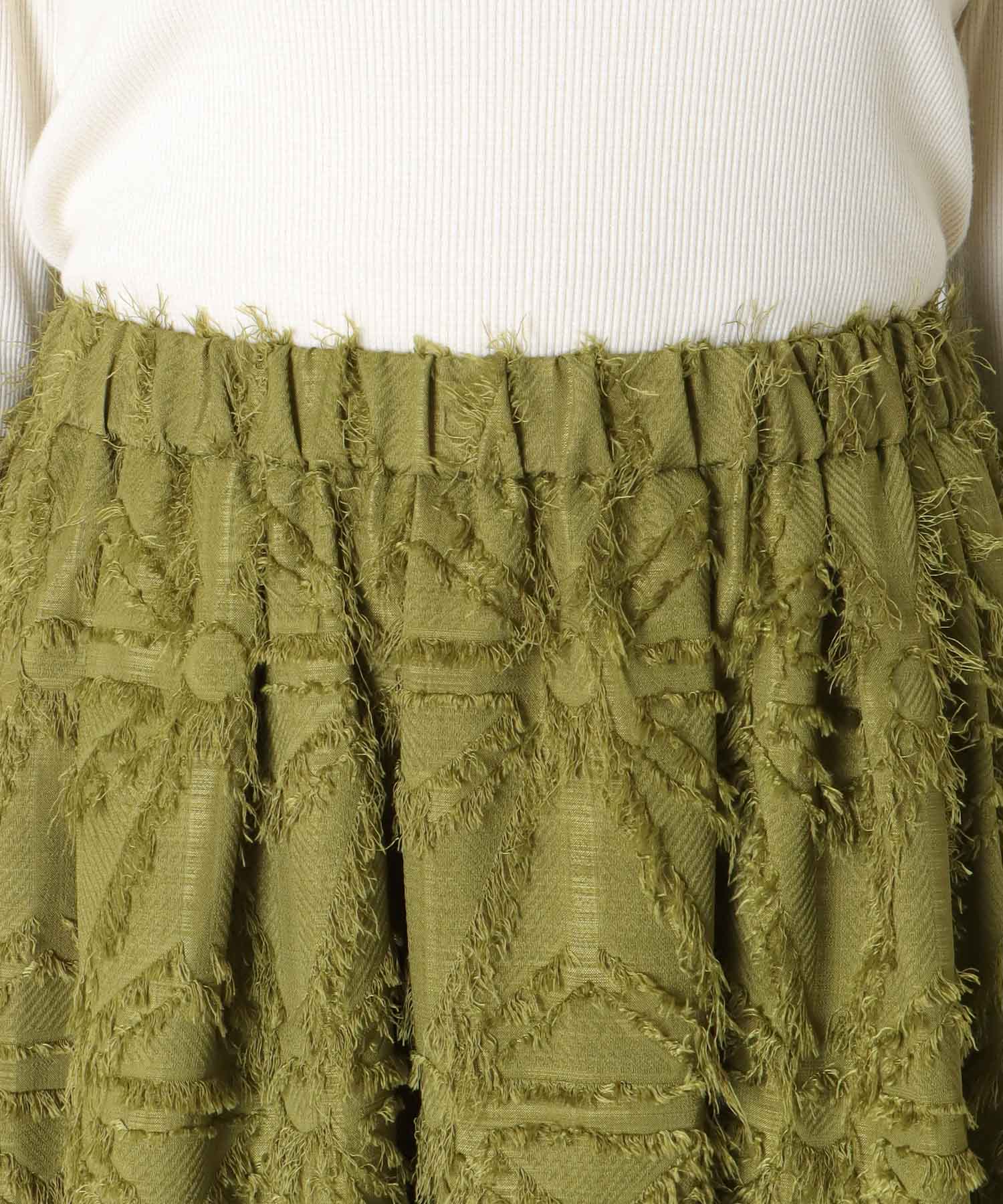 フリンジジャカード ギャザーフレアースカート