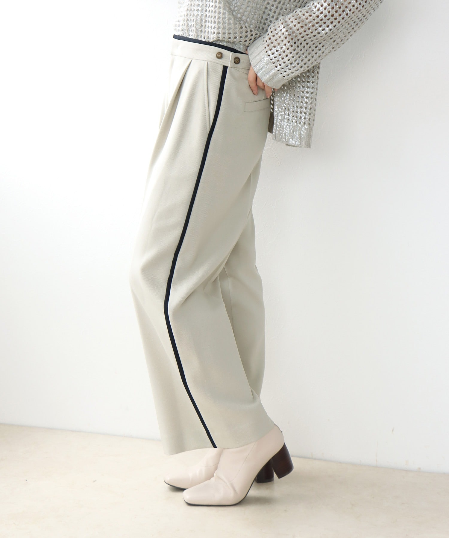 サイドラインウエスト調整ワイドパンツ