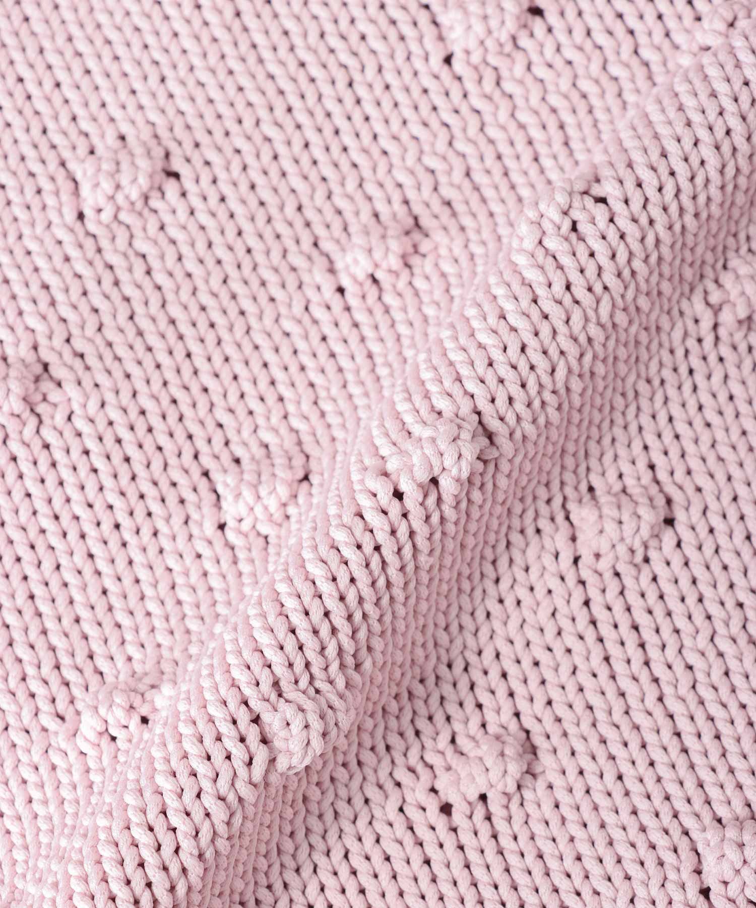 ポンポン編みクルーネックニット