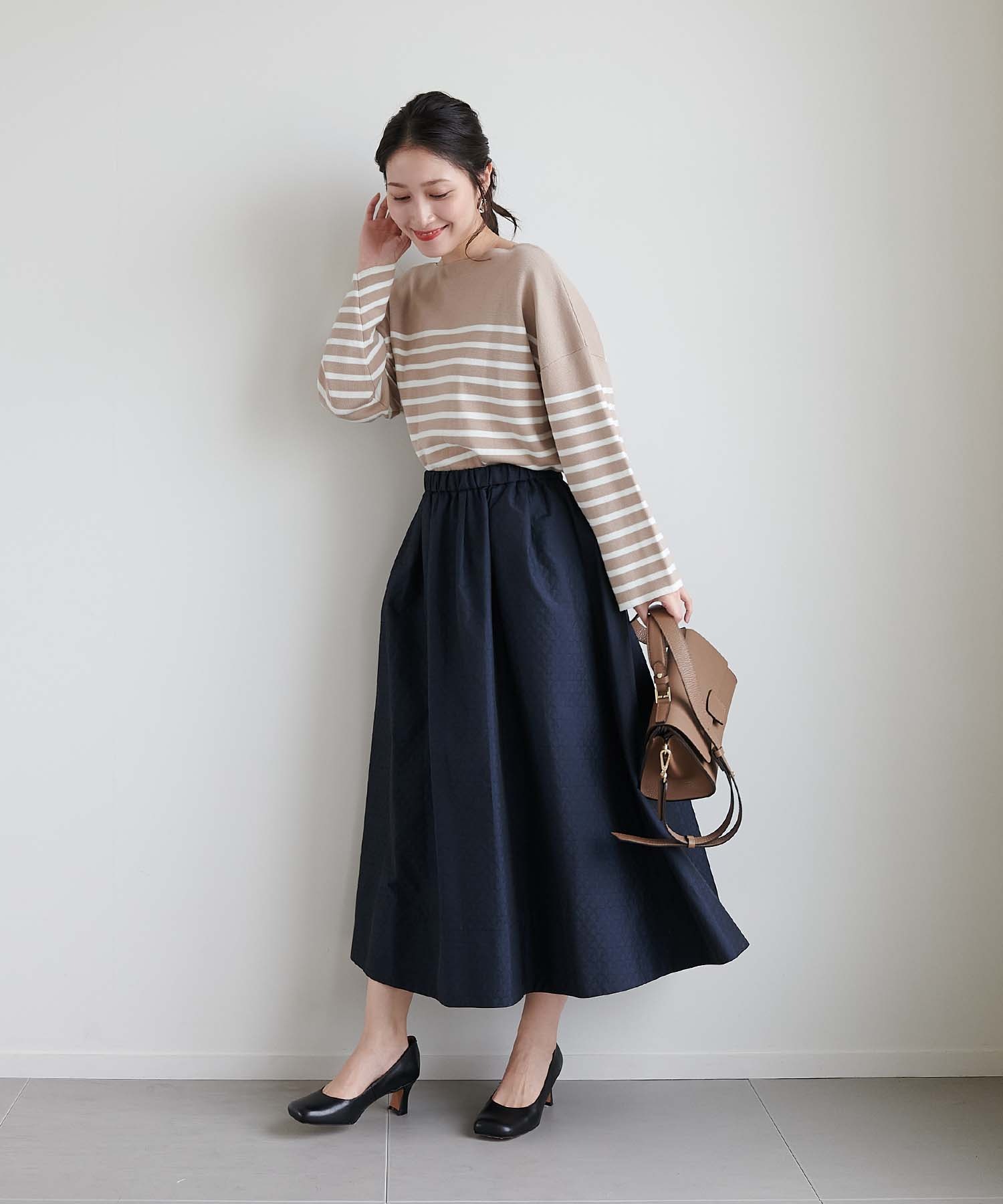 ミラノリブボーダーオーバーサイズニット