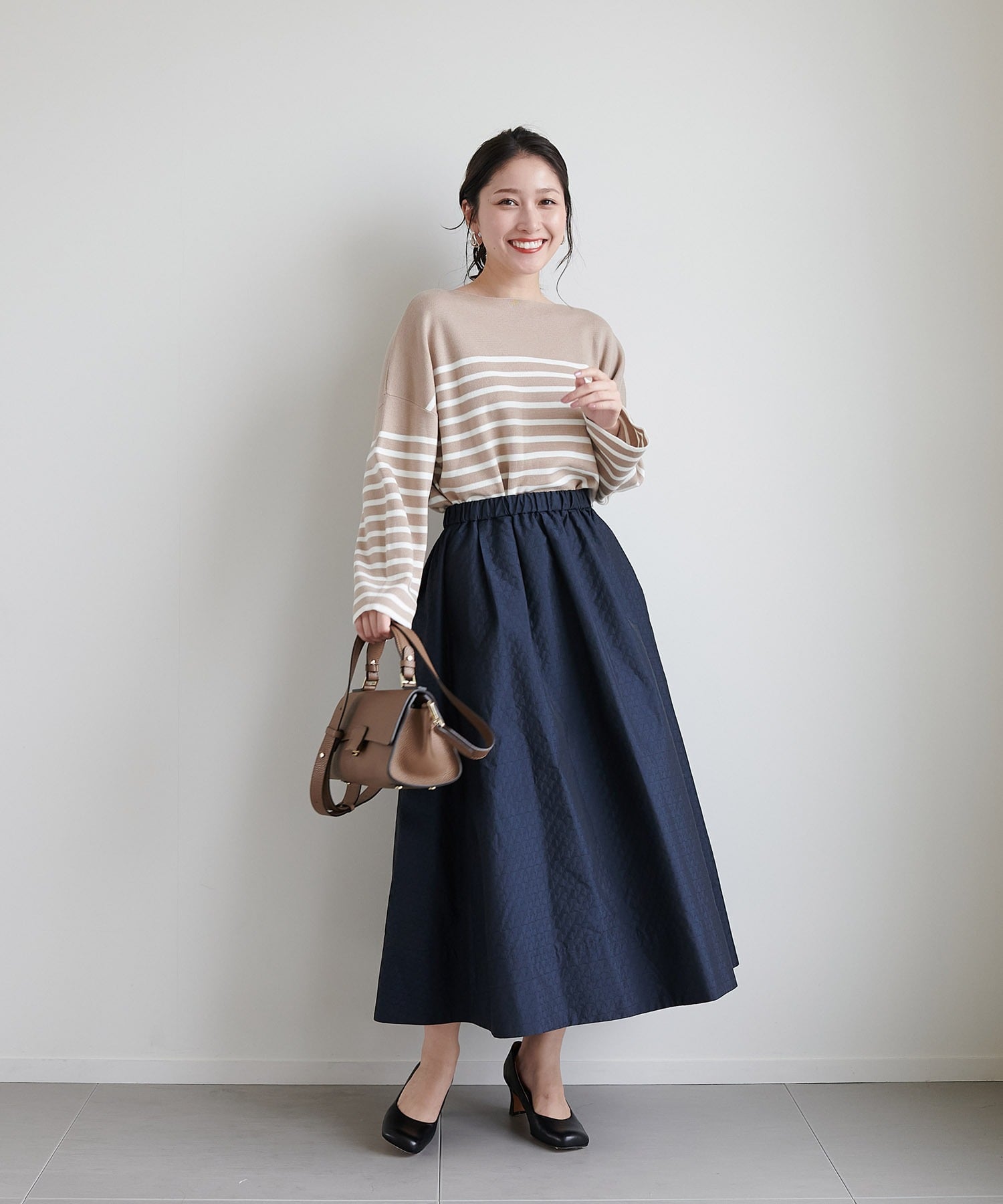 ミラノリブボーダーオーバーサイズニット