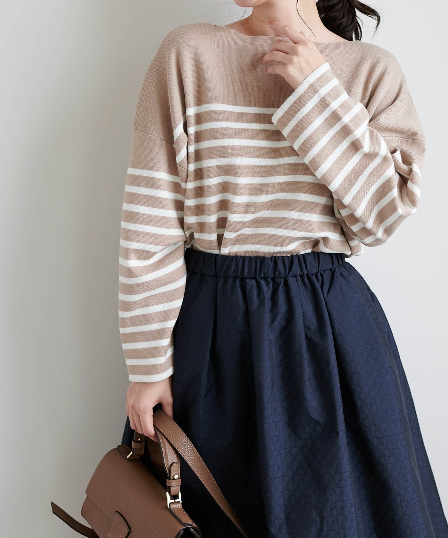 ミラノリブボーダーオーバーサイズニット