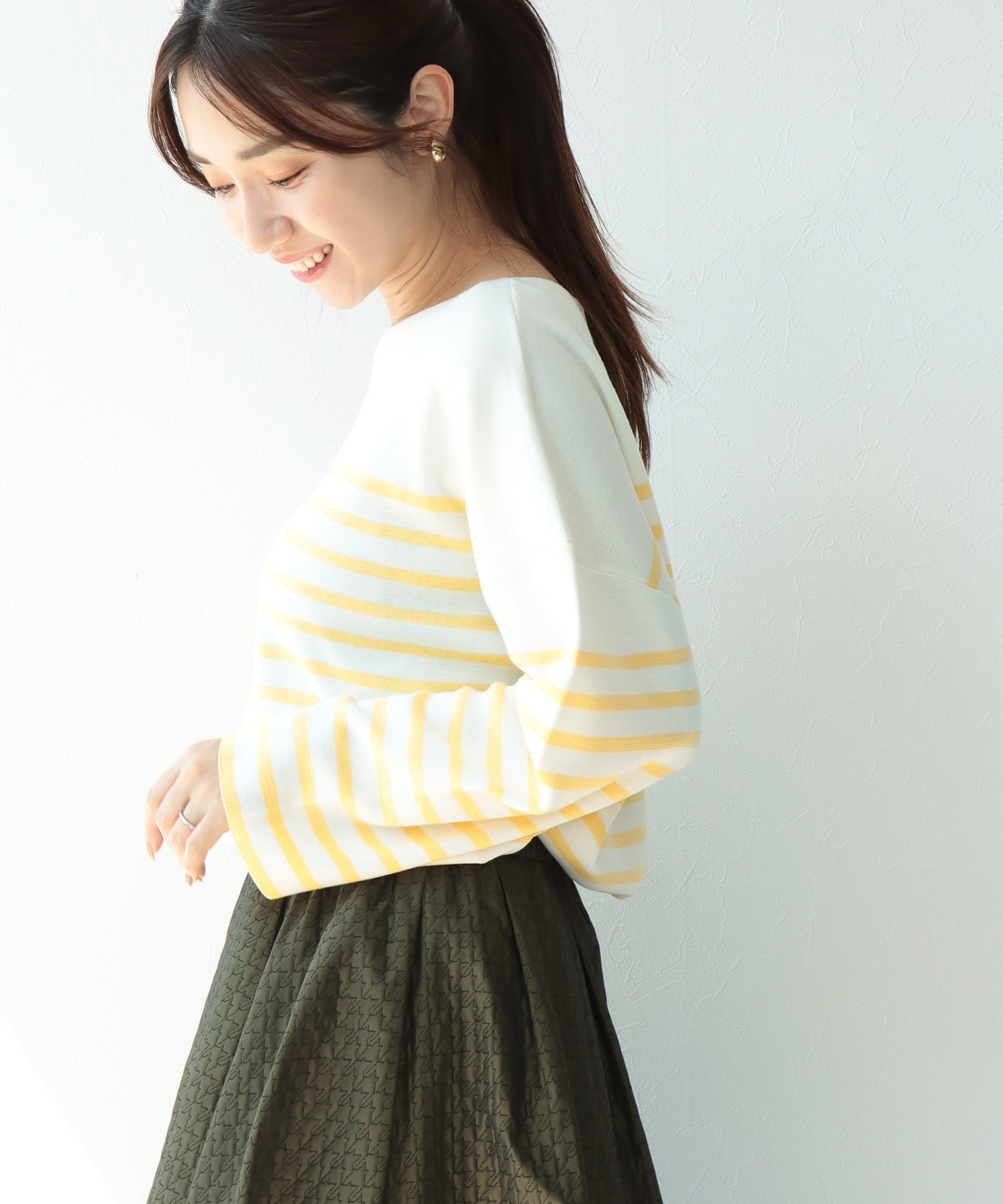 ミラノリブボーダーオーバーサイズニット