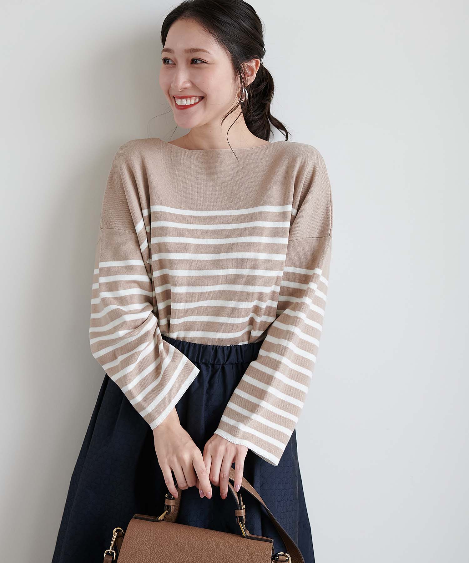 ミラノリブボーダーオーバーサイズニット