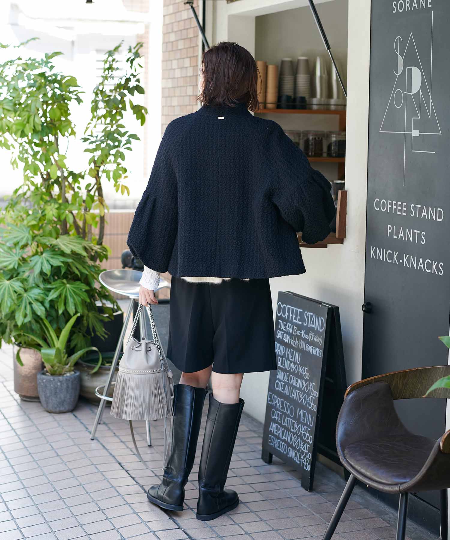 ロービングツイード バルーンスリーブジャケット | AND ON JIONE
