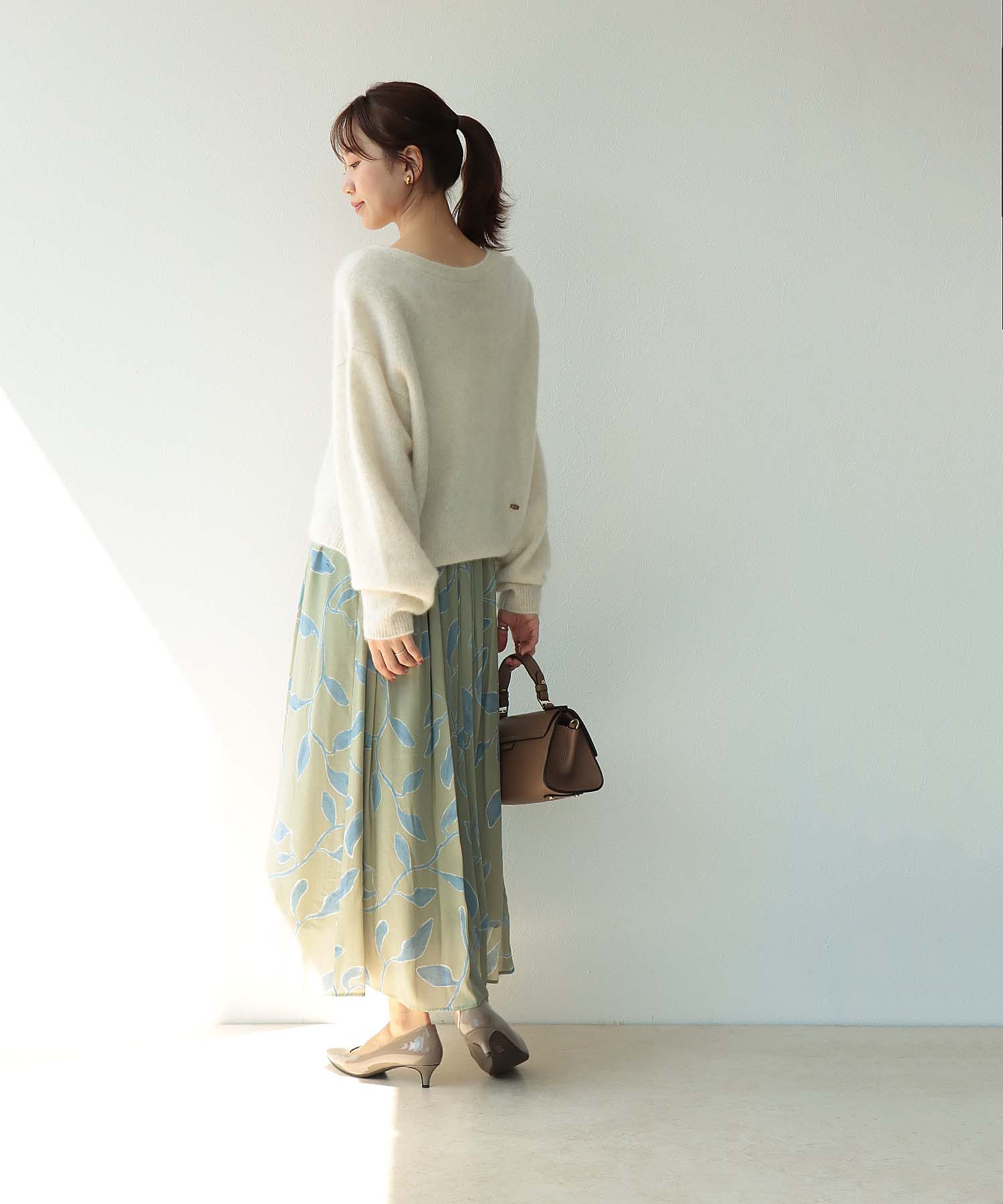 AMARAリーフプリント ギャザースカート