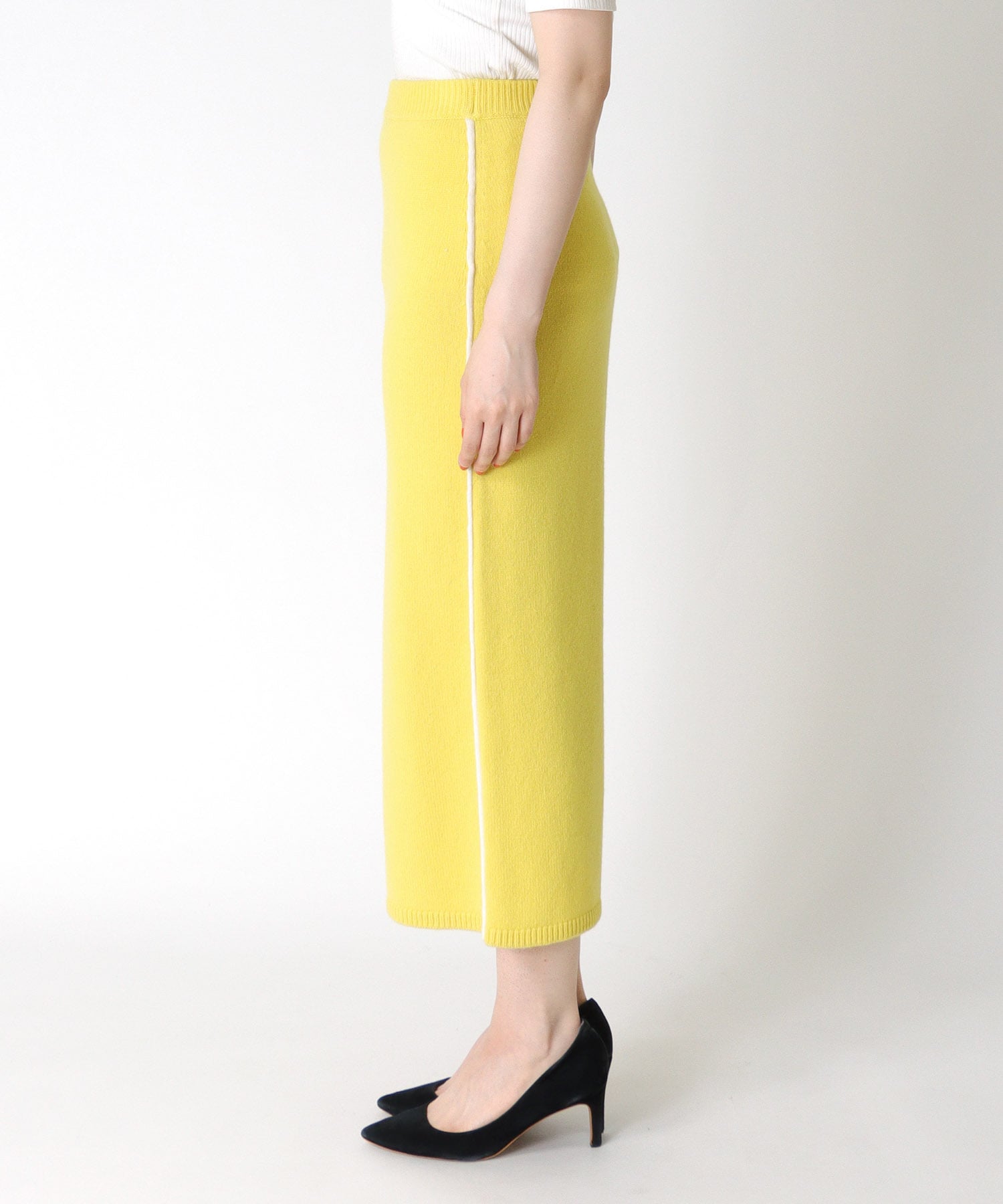 エアウール配色シームラインスカート