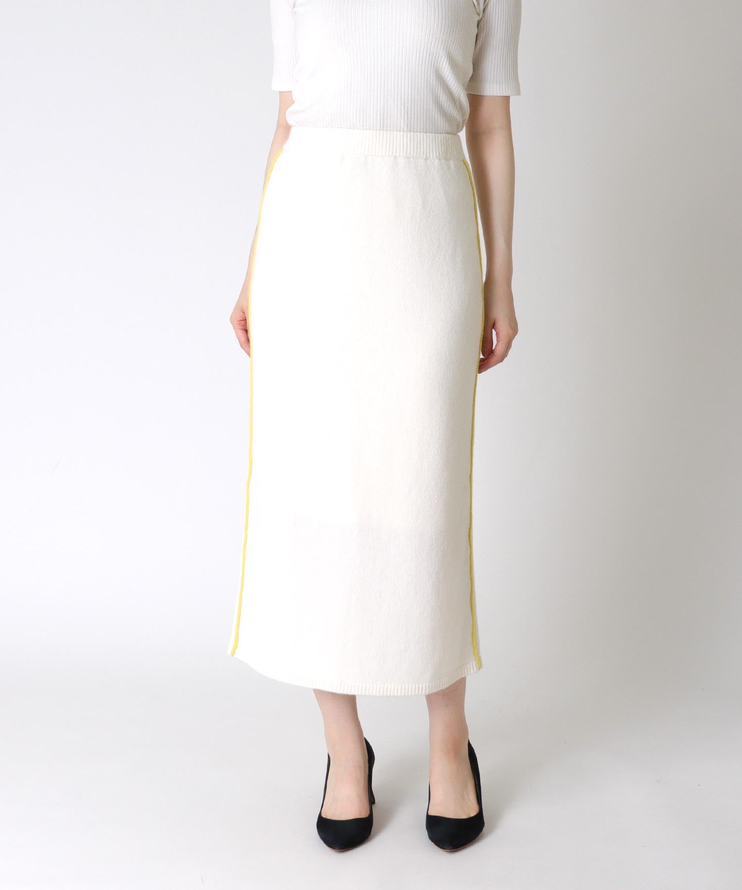 エアウール配色シームラインスカート