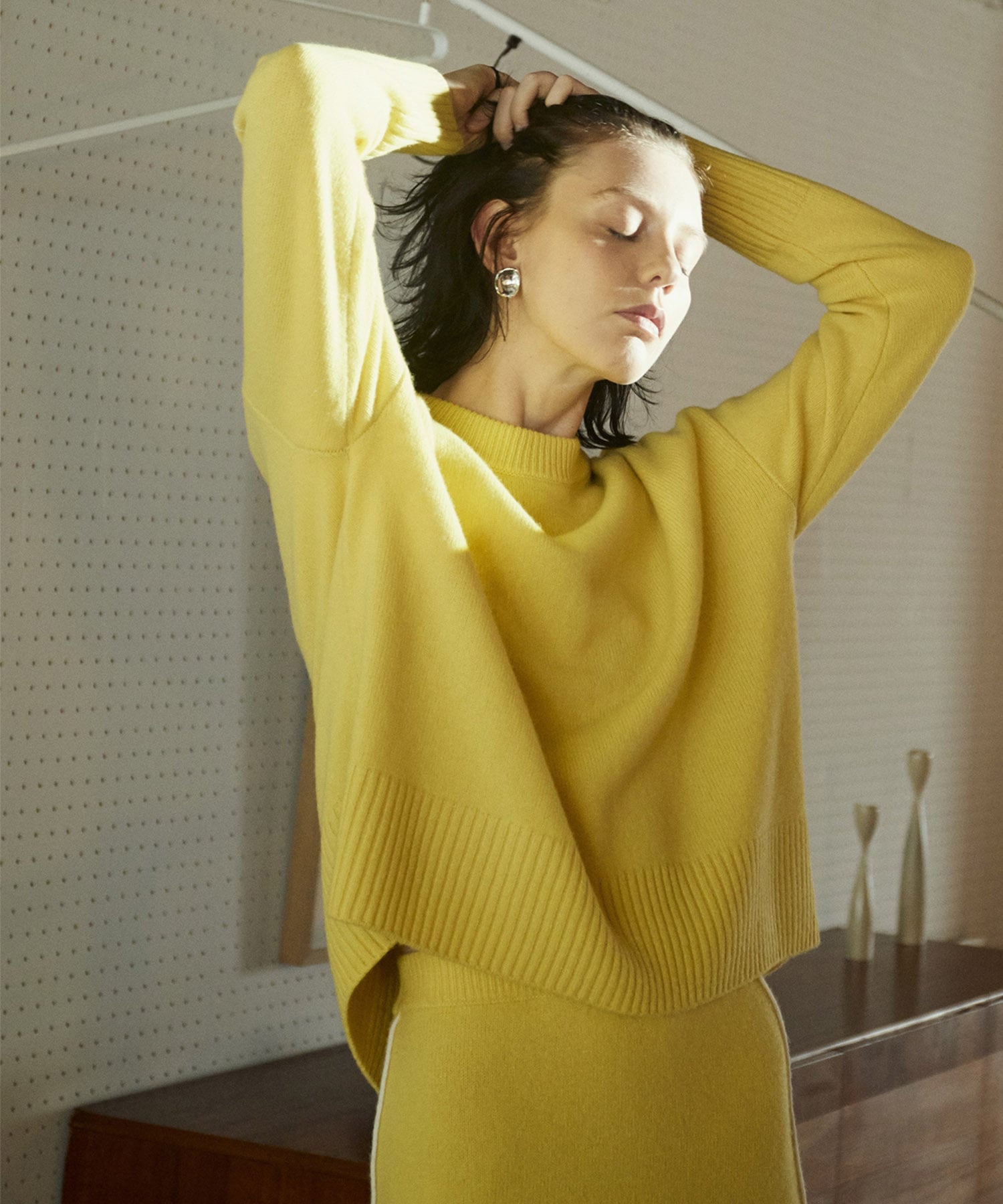 エアウール配色シームラインスカート