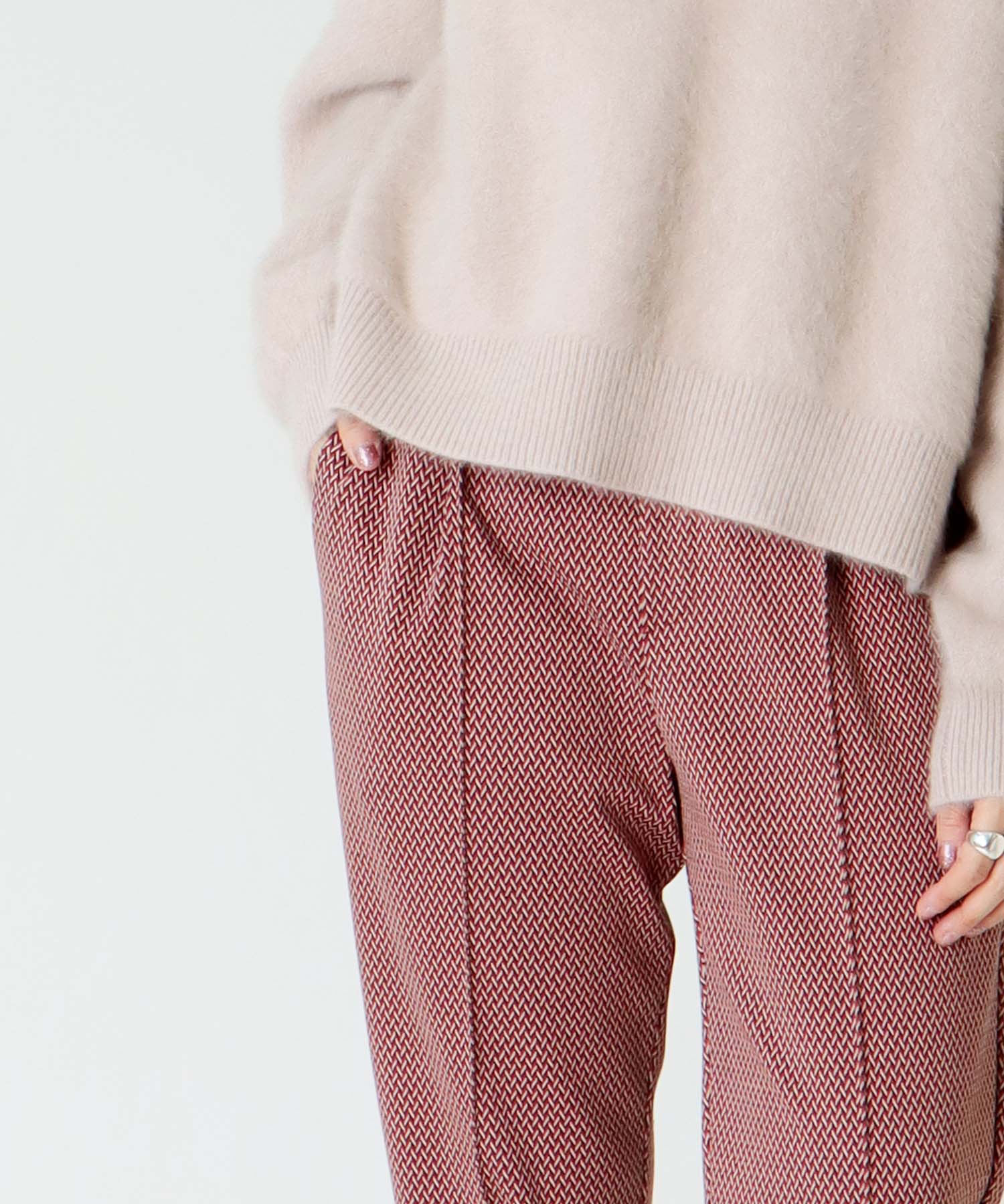 ニットジャカード楽ちんテーパードパンツ