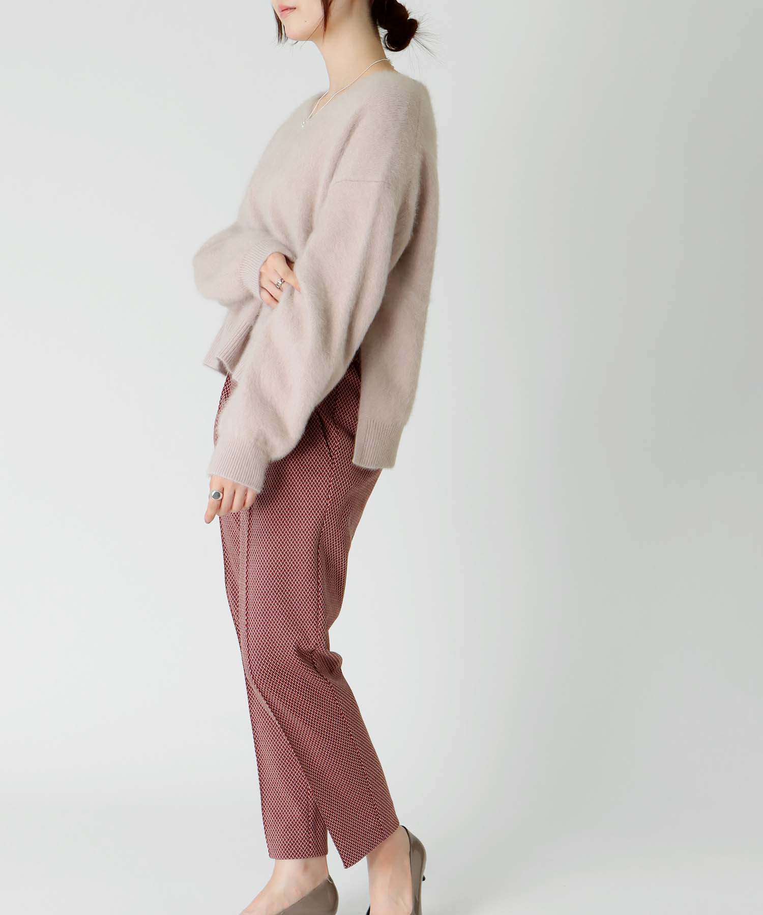 ニットジャカード楽ちんテーパードパンツ