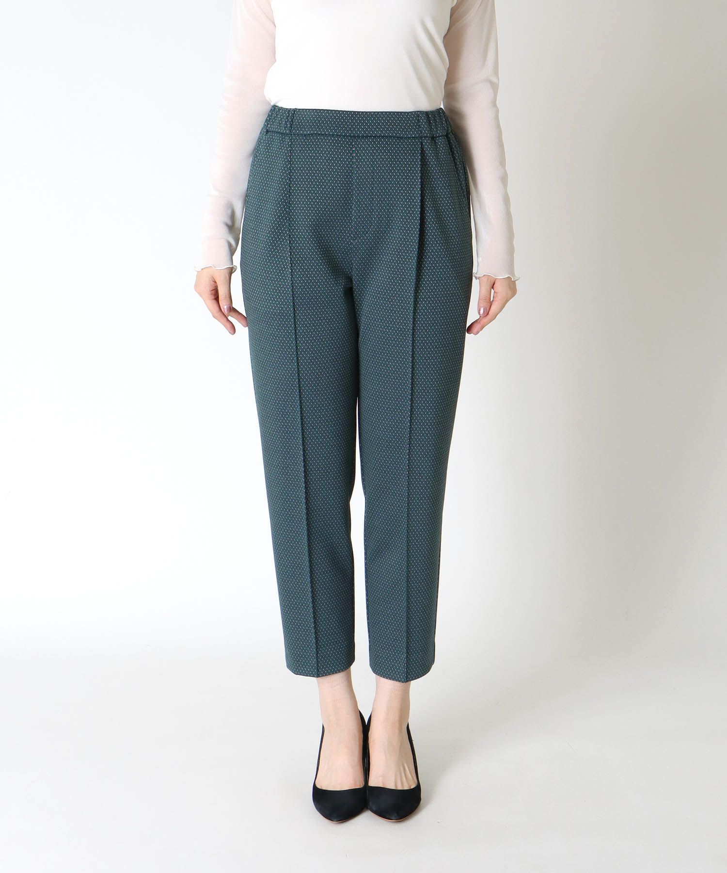 ニットジャカード楽ちんテーパードパンツ