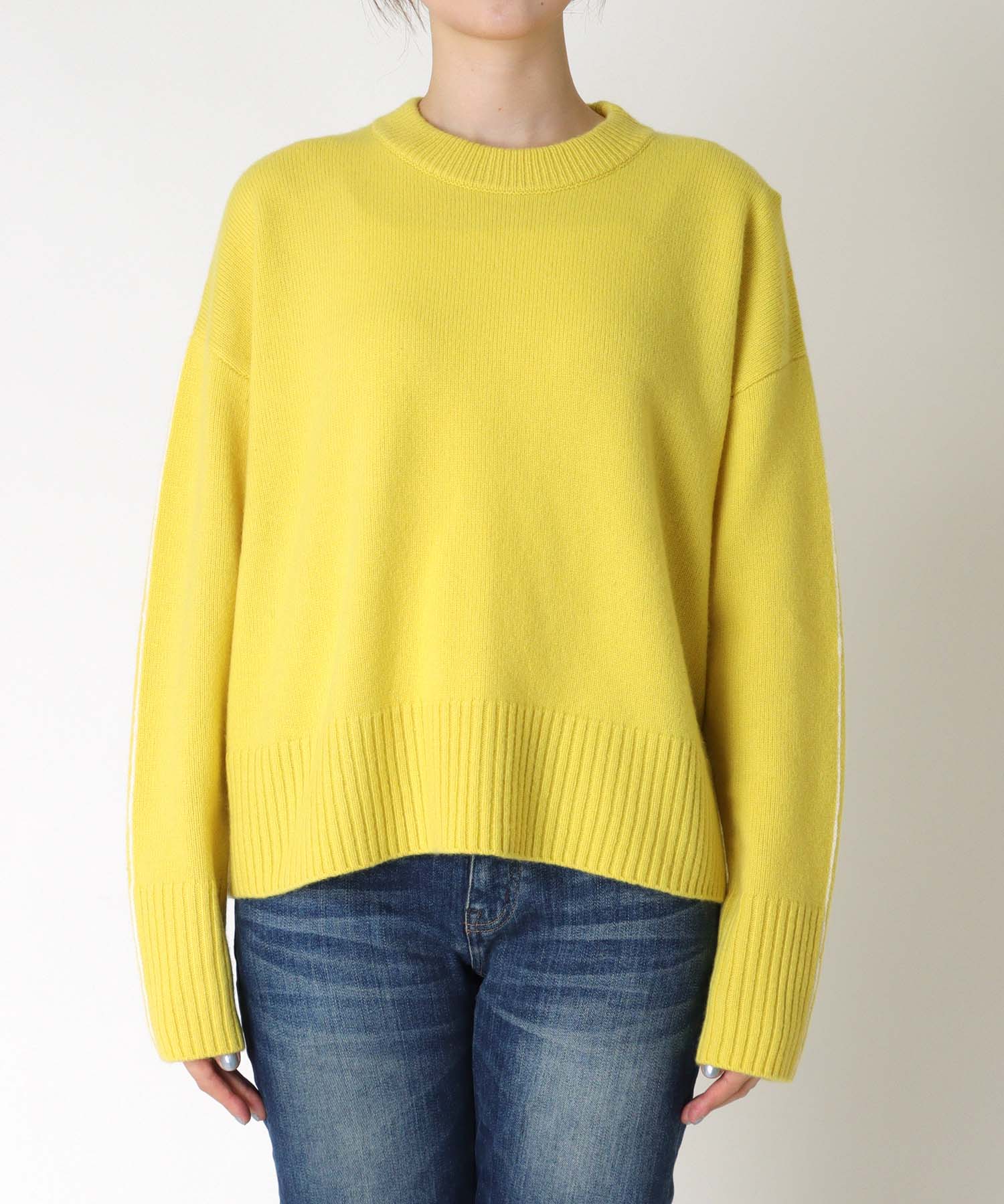 エアウール配色シームラインニット