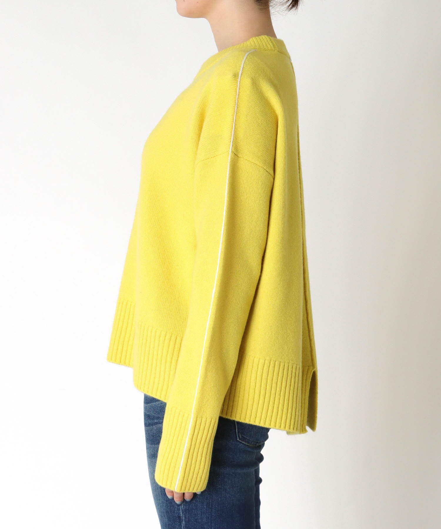 エアウール配色シームラインニット