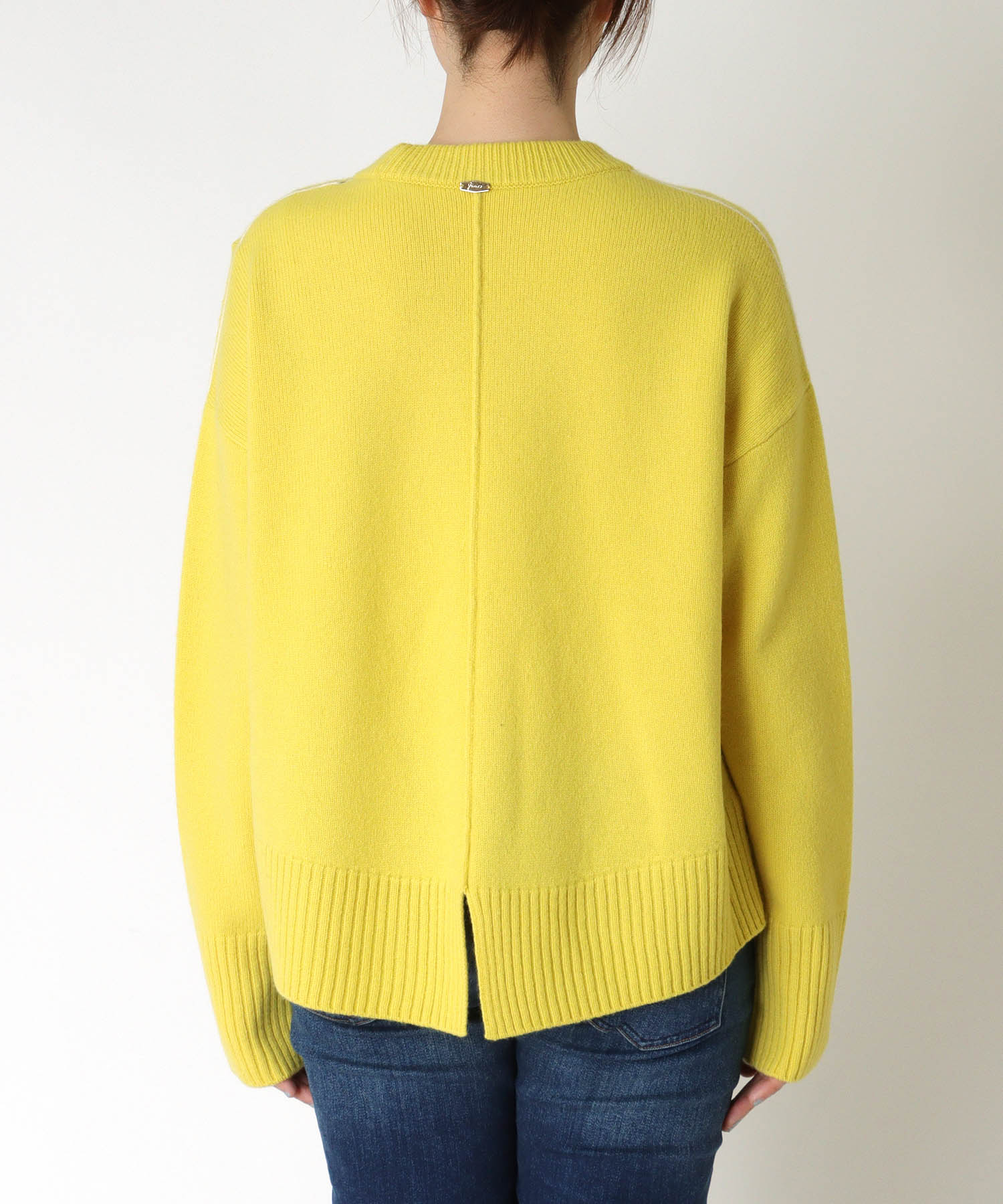 エアウール配色シームラインニット