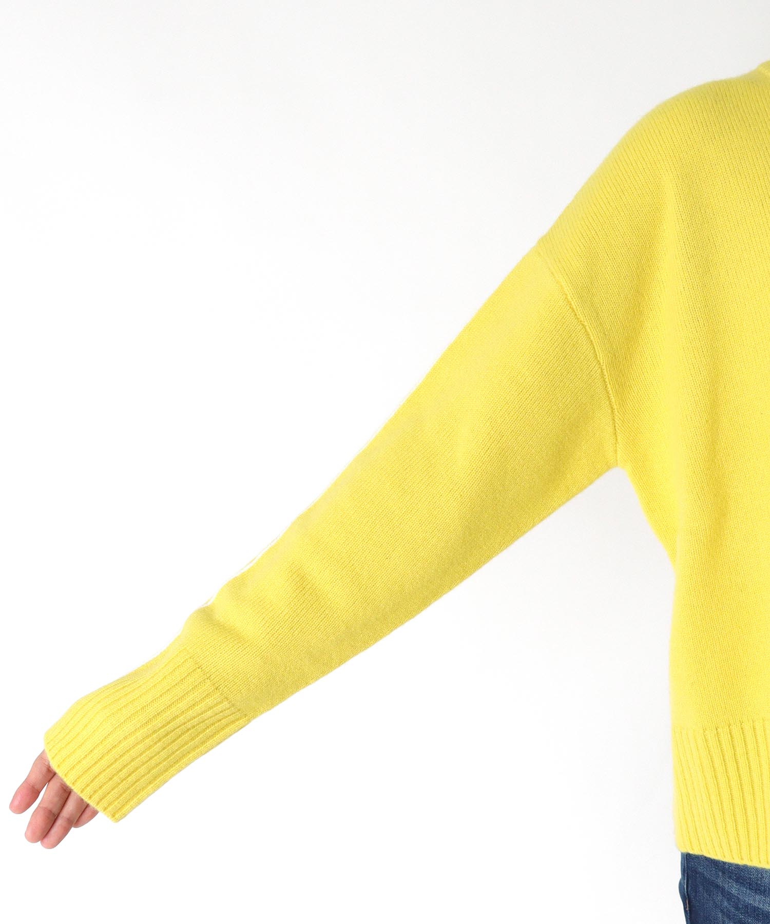 エアウール配色シームラインニット