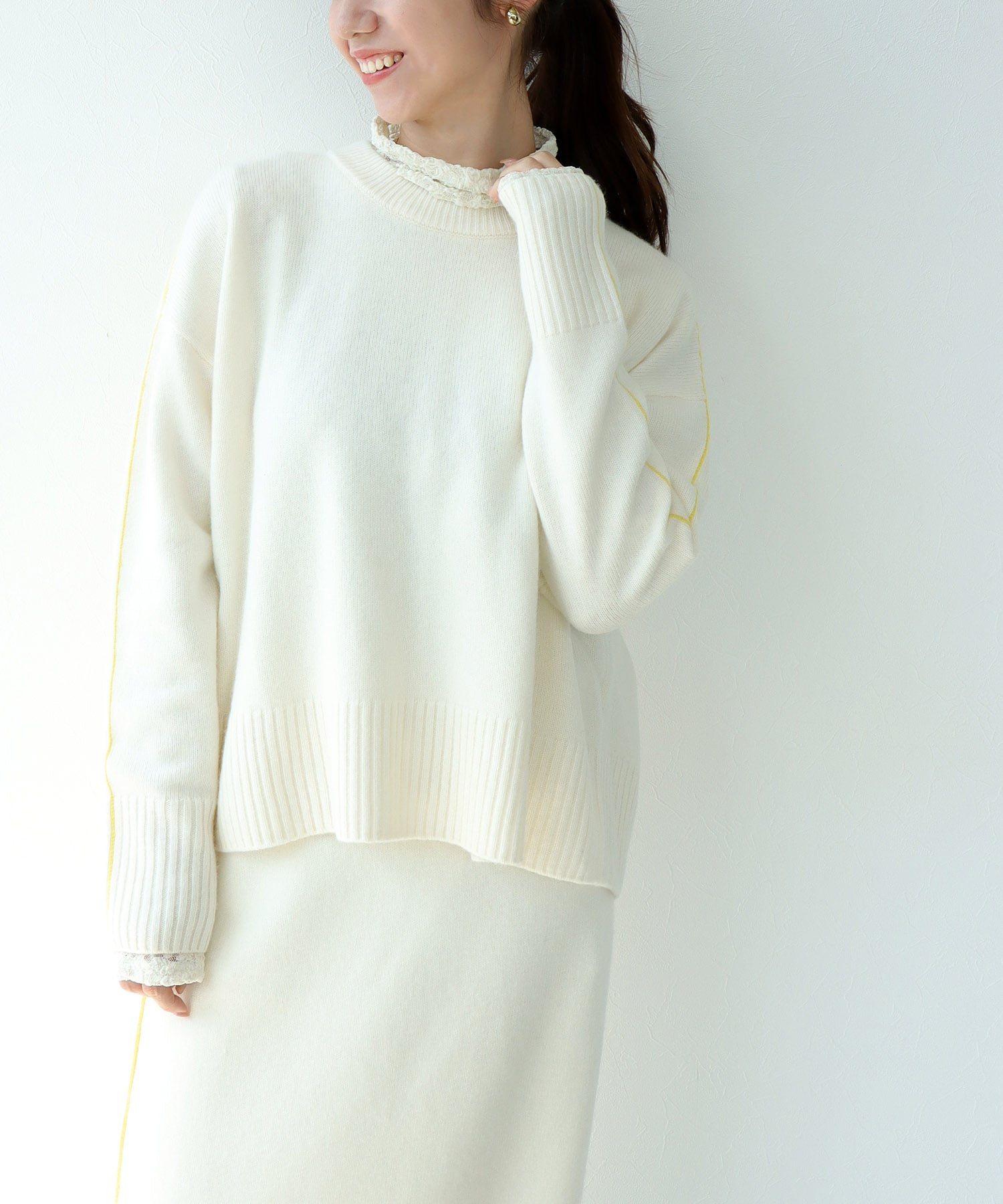 エアウール配色シームラインニット | AND ON JIONE STORE エアウール配色シームラインニット | AND ON JIONE STORE