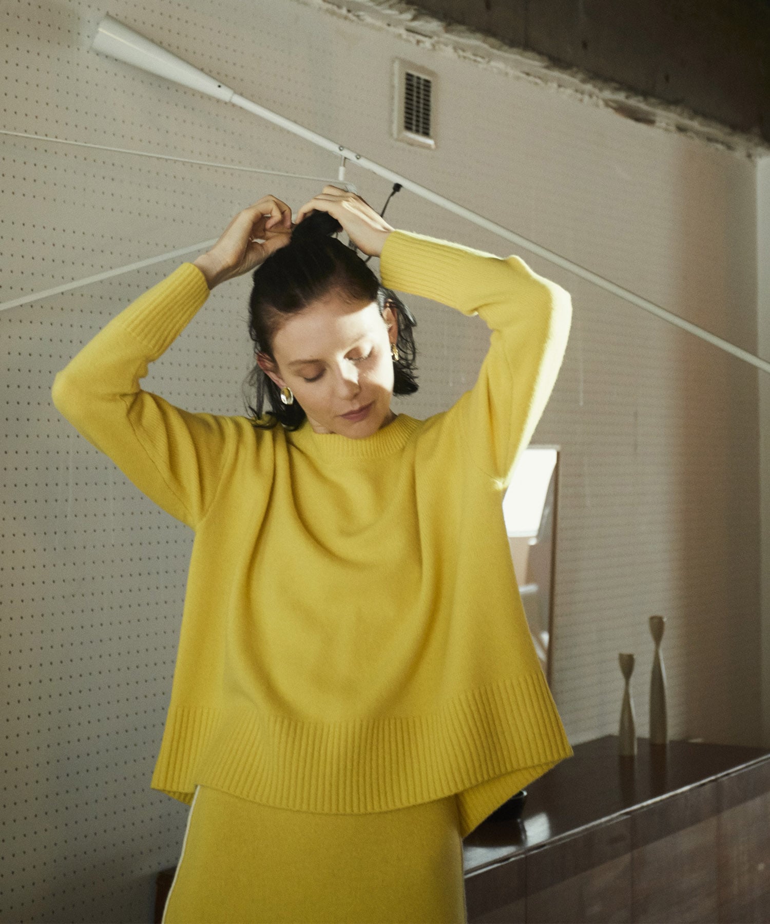 エアウール配色シームラインニット