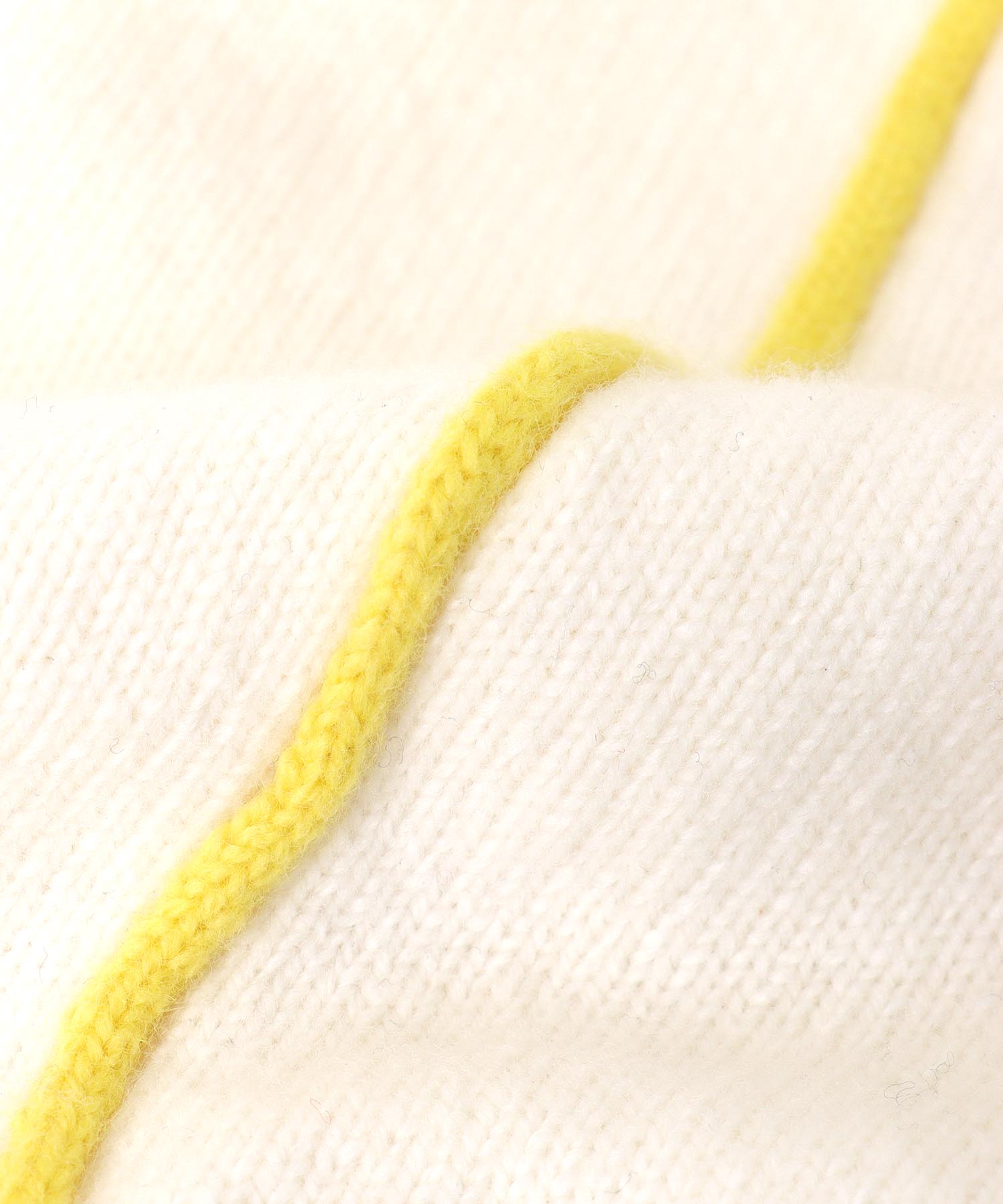 エアウール配色シームラインニット