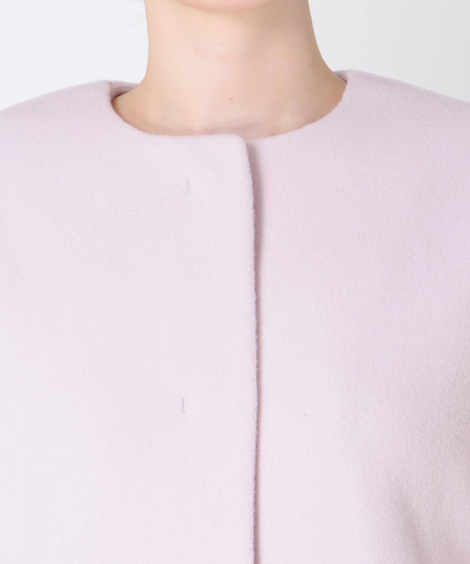 シャルム加工ウールノーカラーショートコート