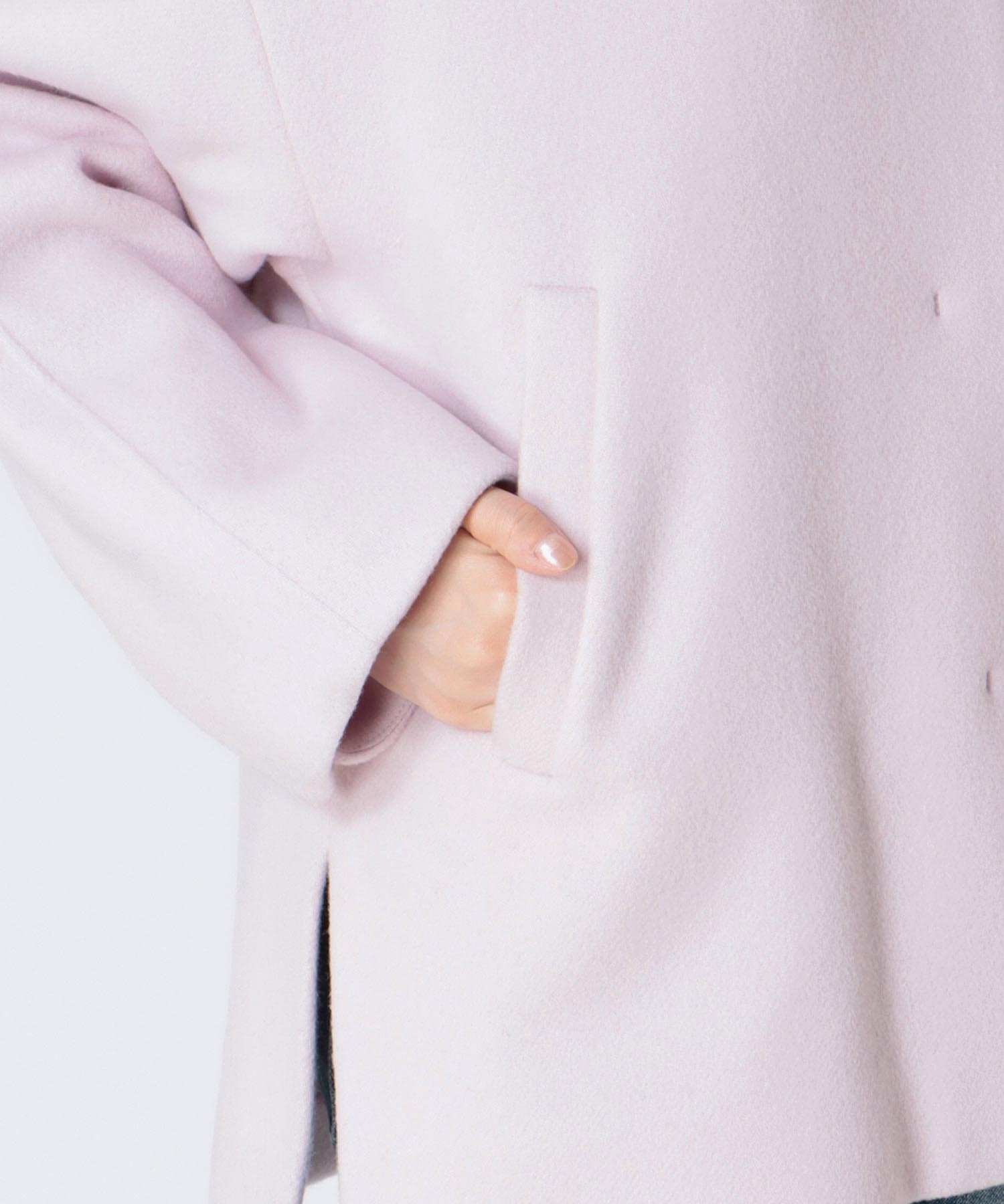 シャルム加工ウールノーカラーショートコート