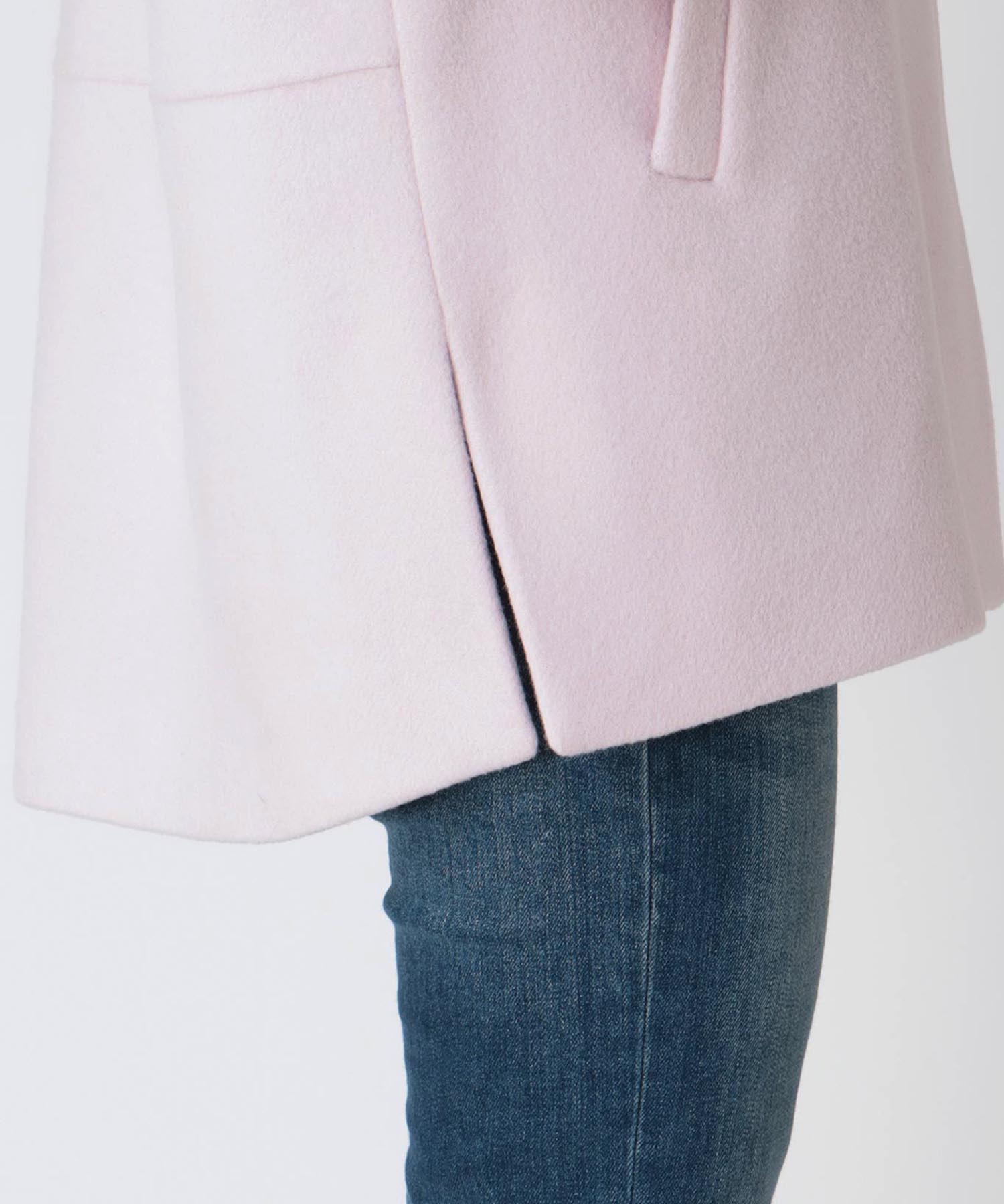 シャルム加工ウールノーカラーショートコート