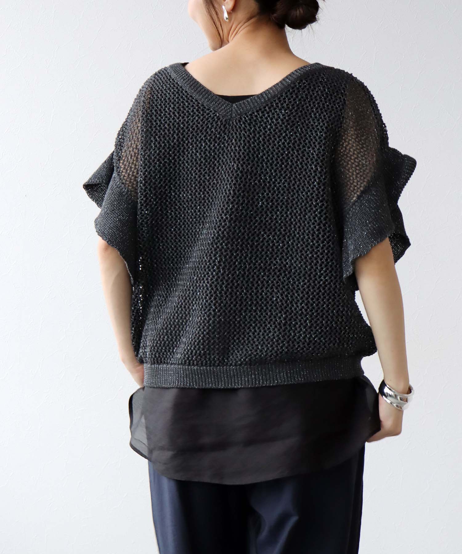 前後2wayギマラッフルスリーブニット