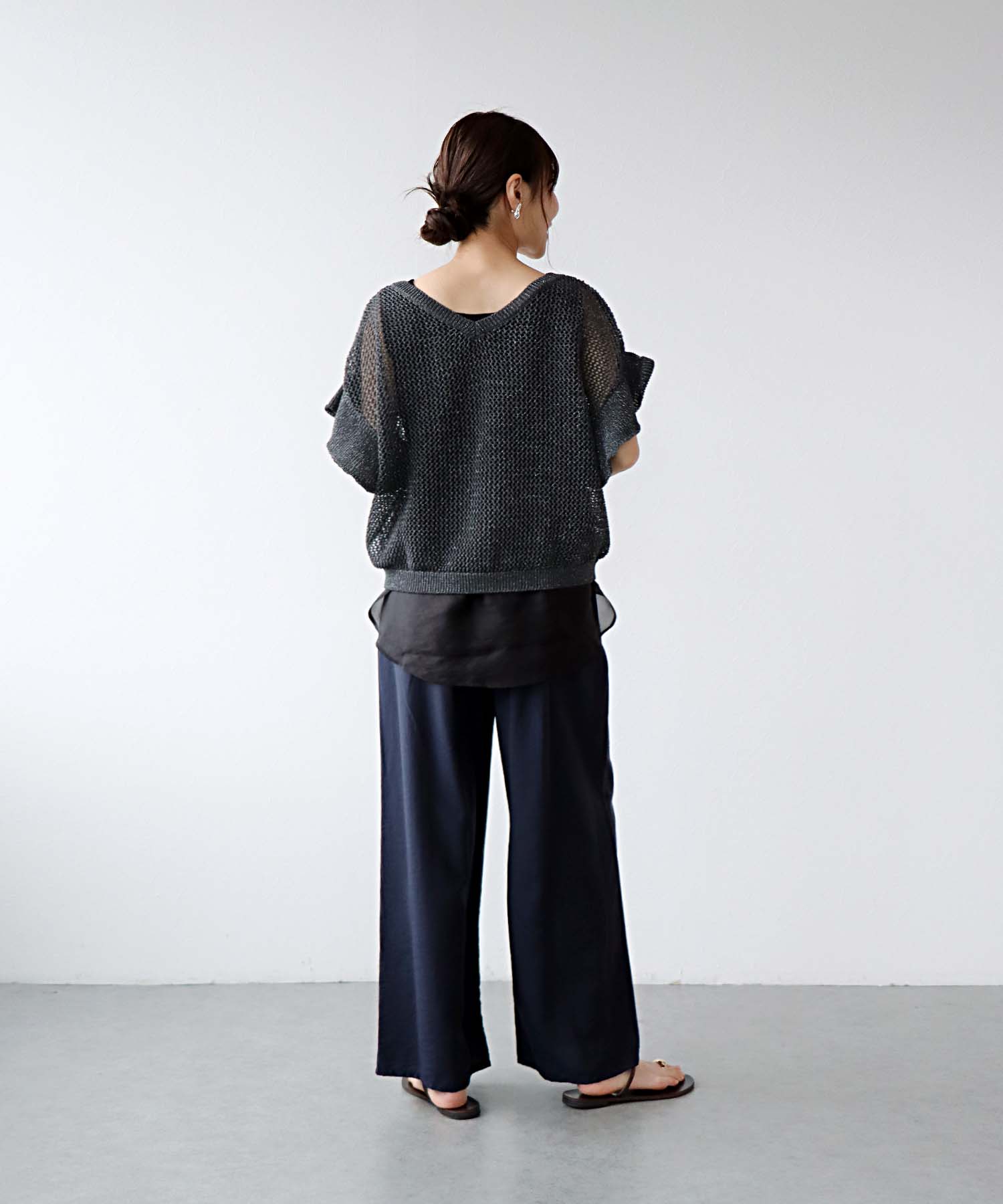 前後2wayギマラッフルスリーブニット