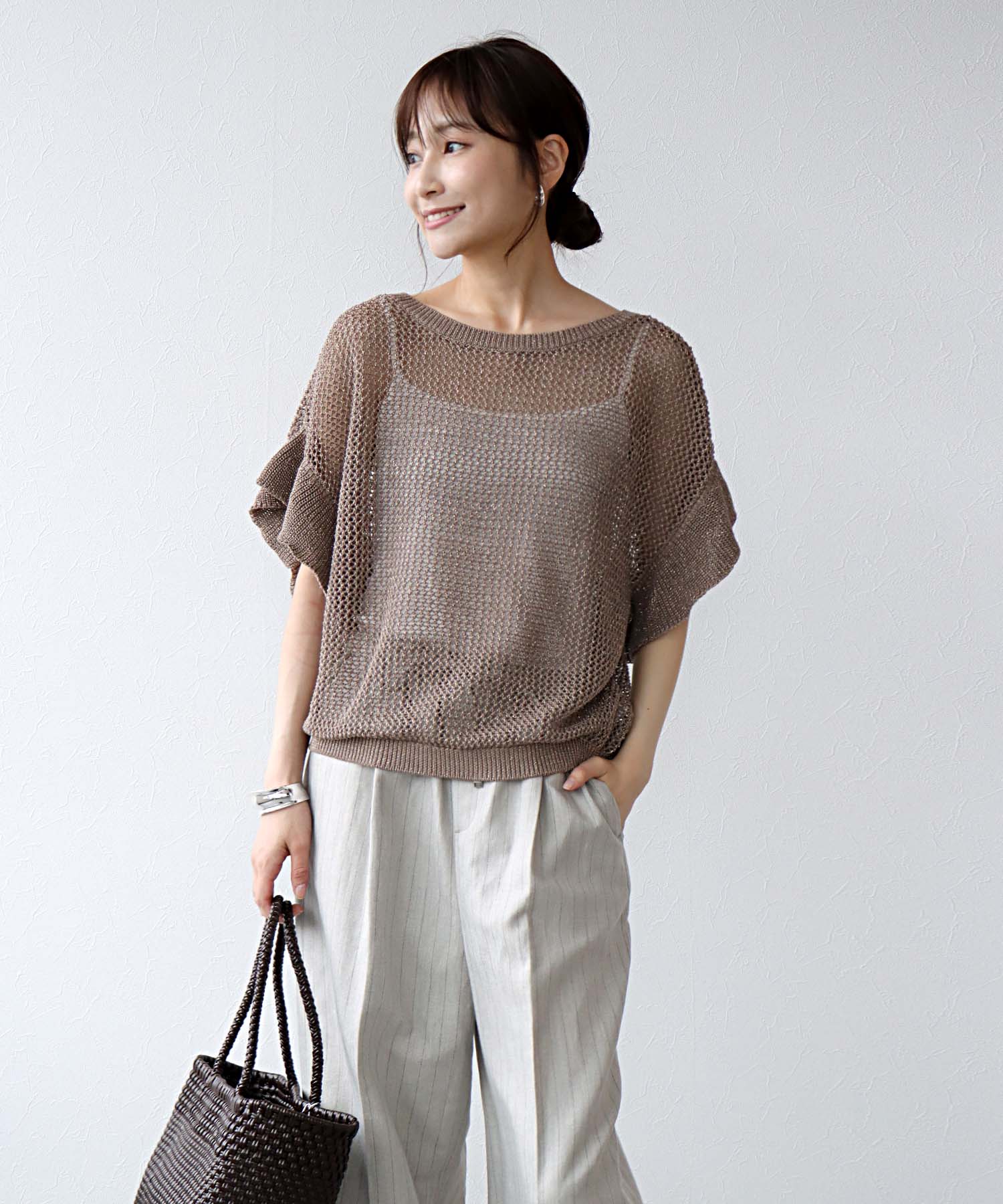 前後2wayギマラッフルスリーブニット