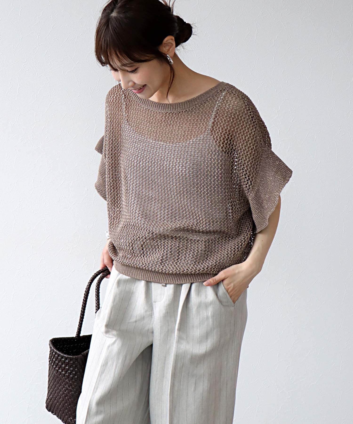 前後2wayギマラッフルスリーブニット