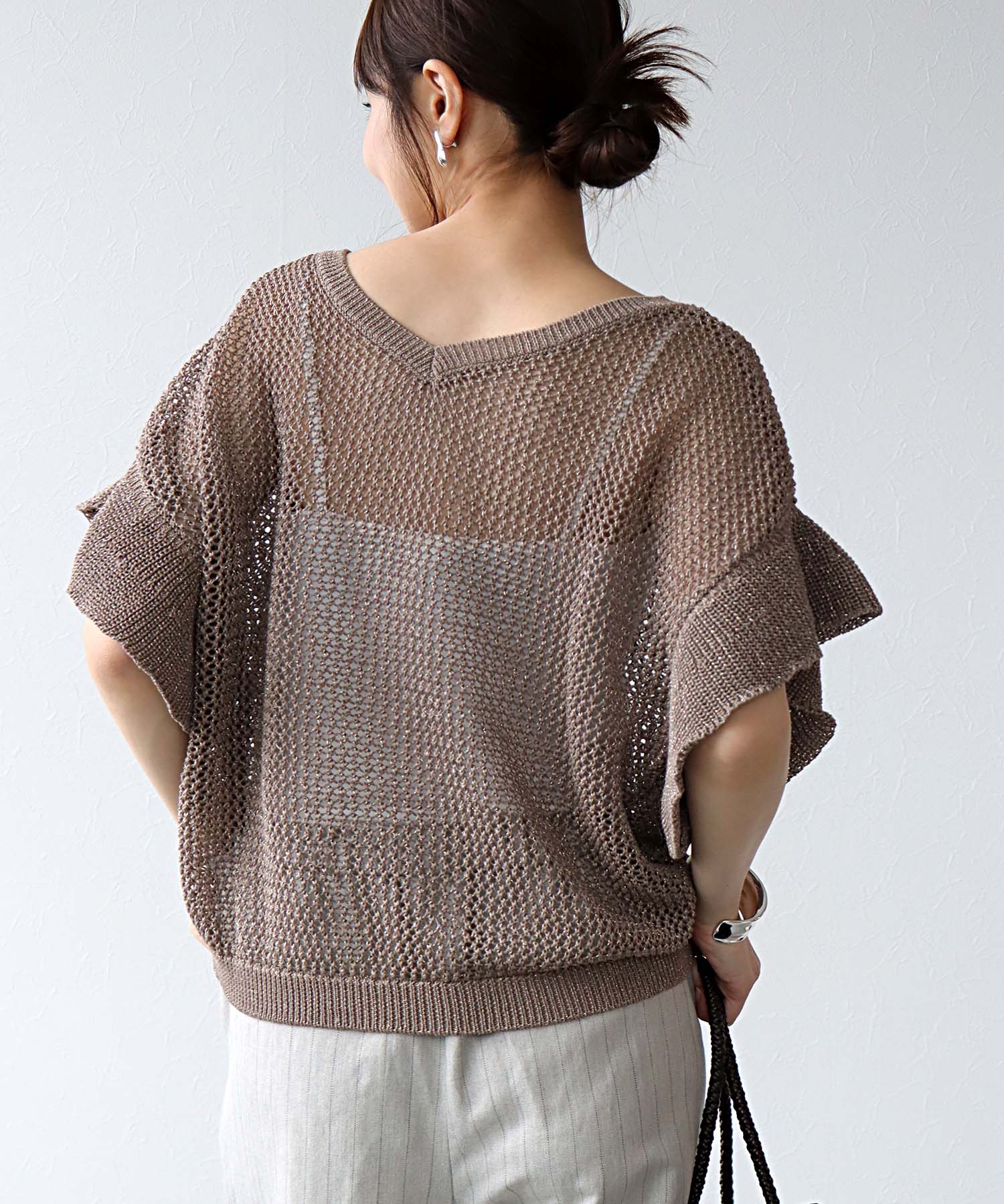 前後2wayギマラッフルスリーブニット