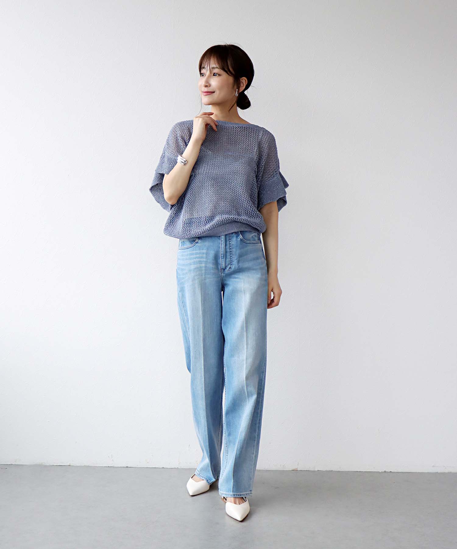 前後2wayギマラッフルスリーブニット