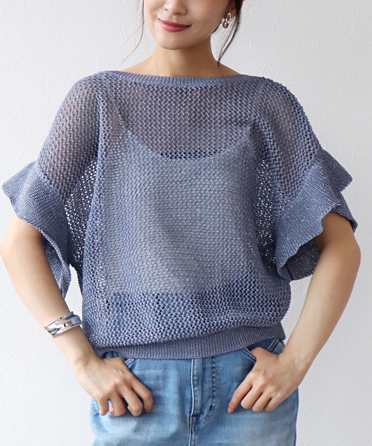 前後2wayギマラッフルスリーブニット