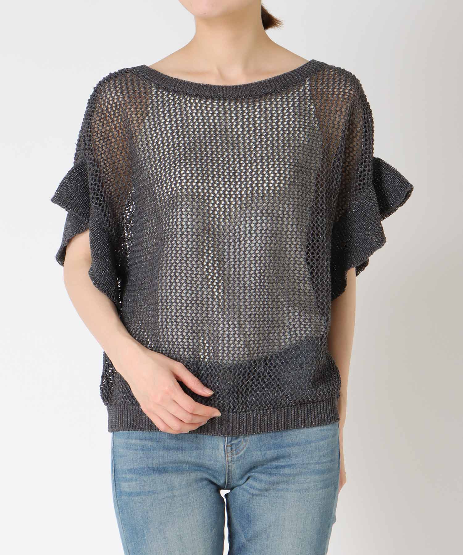 前後2wayギマラッフルスリーブニット