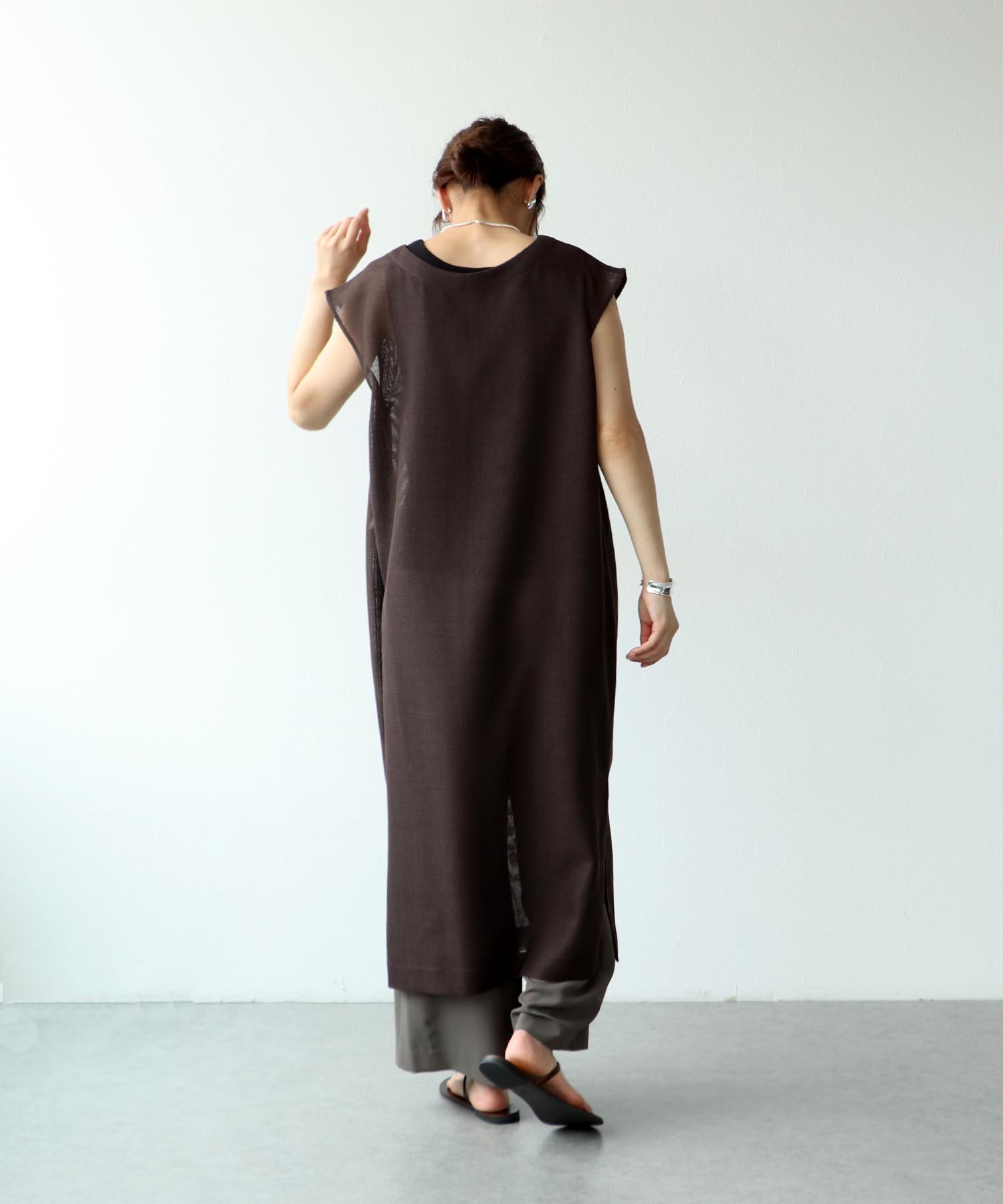 カラミメッシュ前後2wayレイヤードワンピース