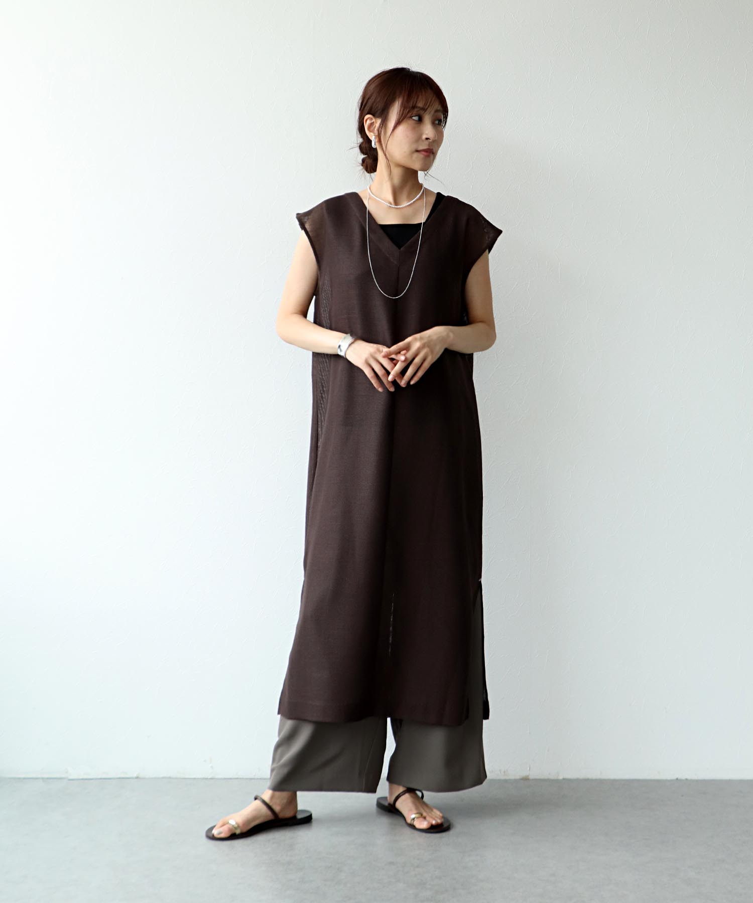 カラミメッシュ前後2wayレイヤードワンピース