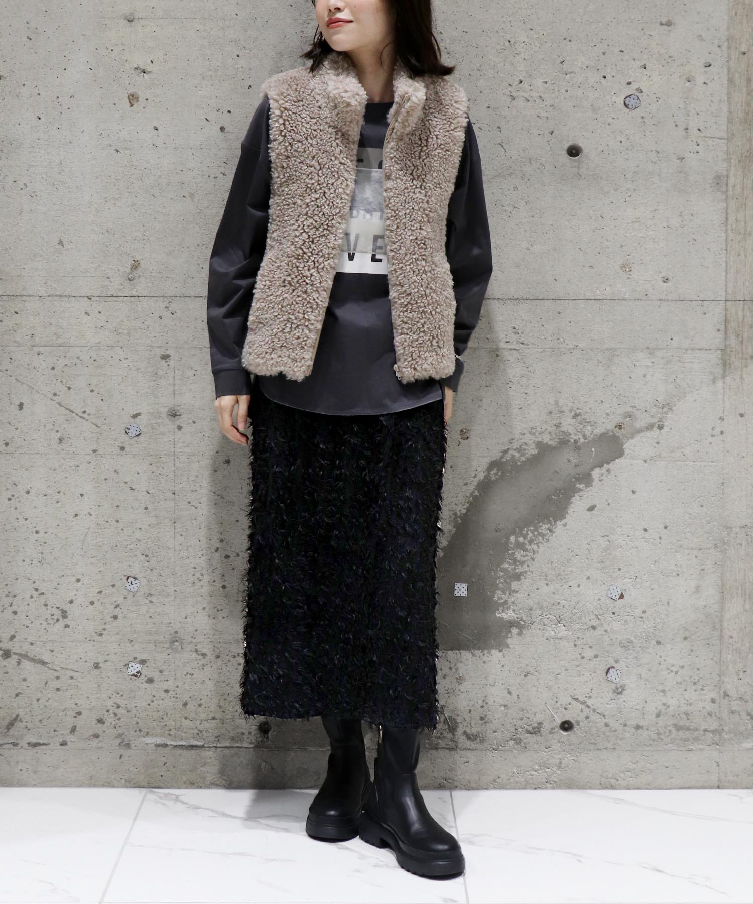 デニムライクカットジャカード　タイトスカート